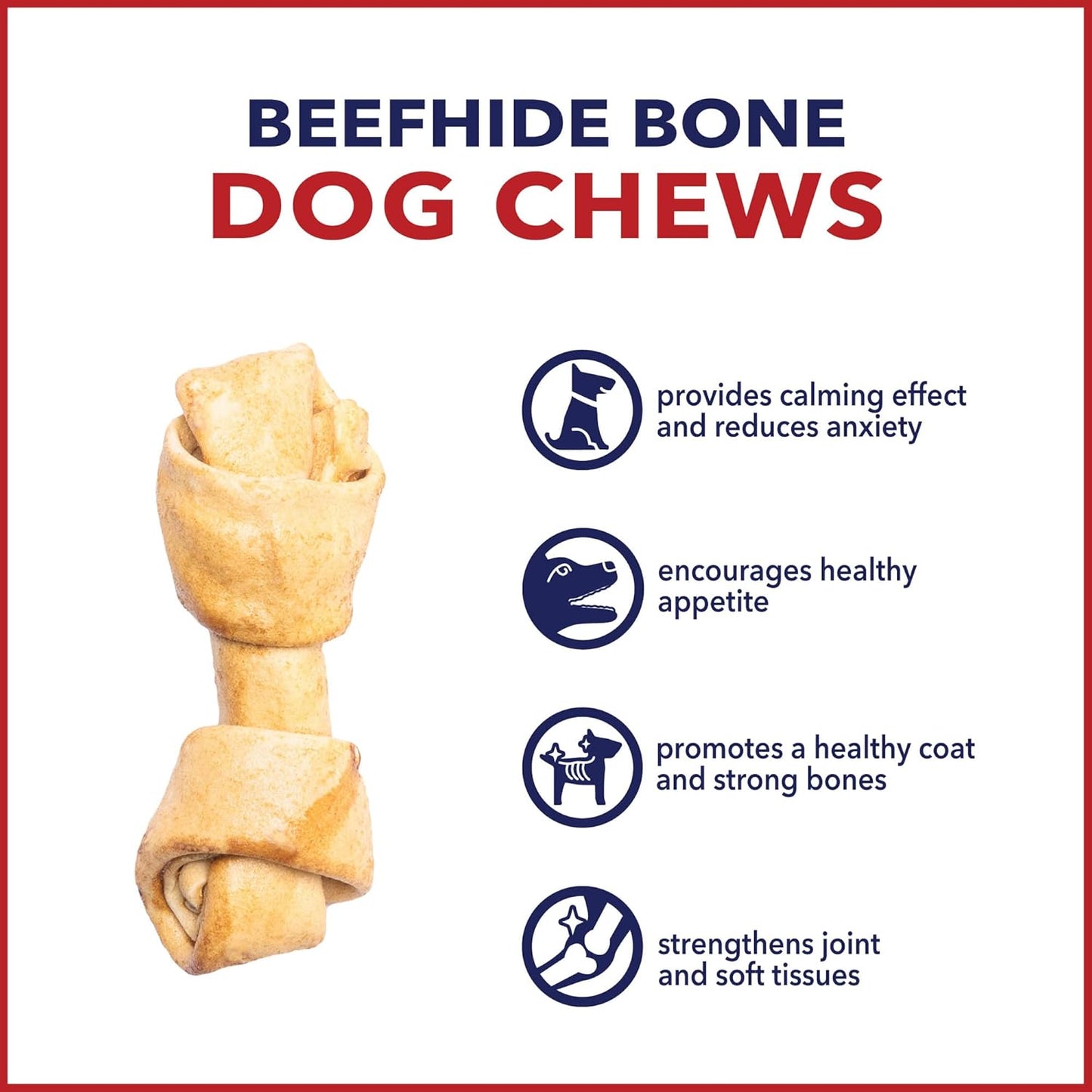 Pet Factory American Beefhide 4-5" Knotted Bones Dog Chew Treats - Chicken Flavor, 4 Count/1 Pack