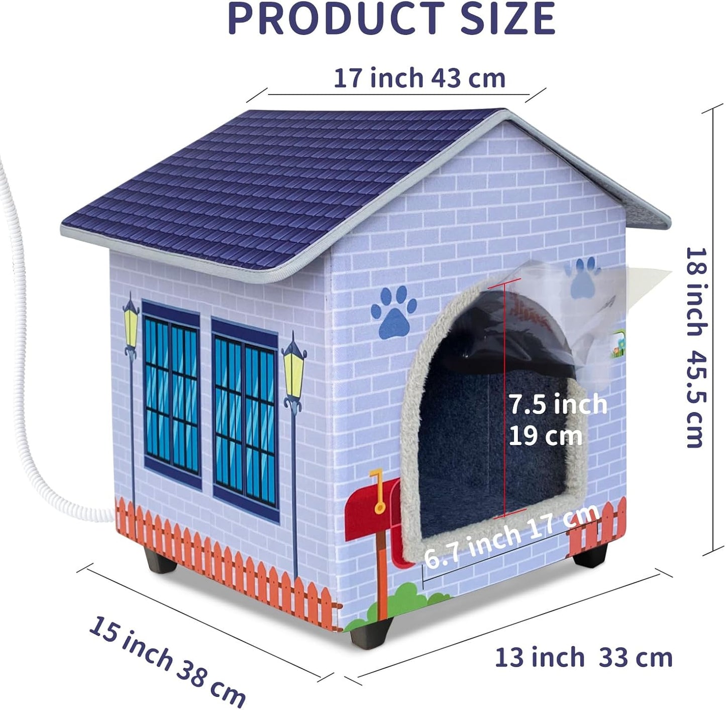 Heated Cat Houses for Indoor/Outdoor Cats with Elevated Heated Cat Bed Providing Safe Feral Cats, Easy to Assemble