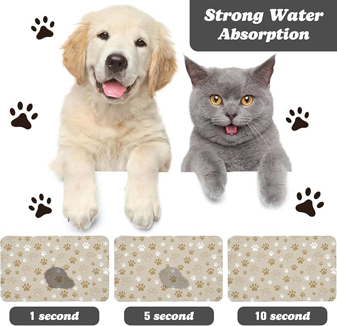 Dog Food Mat, Absorbent Water Bowl Mats Cat Pet Feeding Placemats Beige 17 * 30 inch