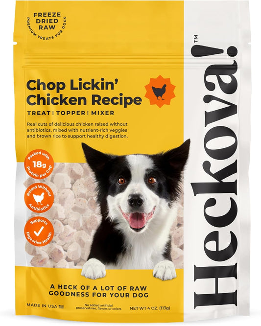 Chop Lickin’ Chicken - Freeze Dried Raw Dog Treats, Real Cuts of Chicken for Training, Meal Topper, High Protein, 15g Per Cup, Made in The USA, 4oz Bag