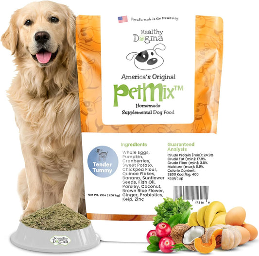 Healthy Dogma - PetMix Dehydrated Dog Food - Food for Dog Sensitive Stomach, Clean Ingredient Dog Meal - No Preservatives, Homemade Dog Food (Tender Tummy, 2 lbs)