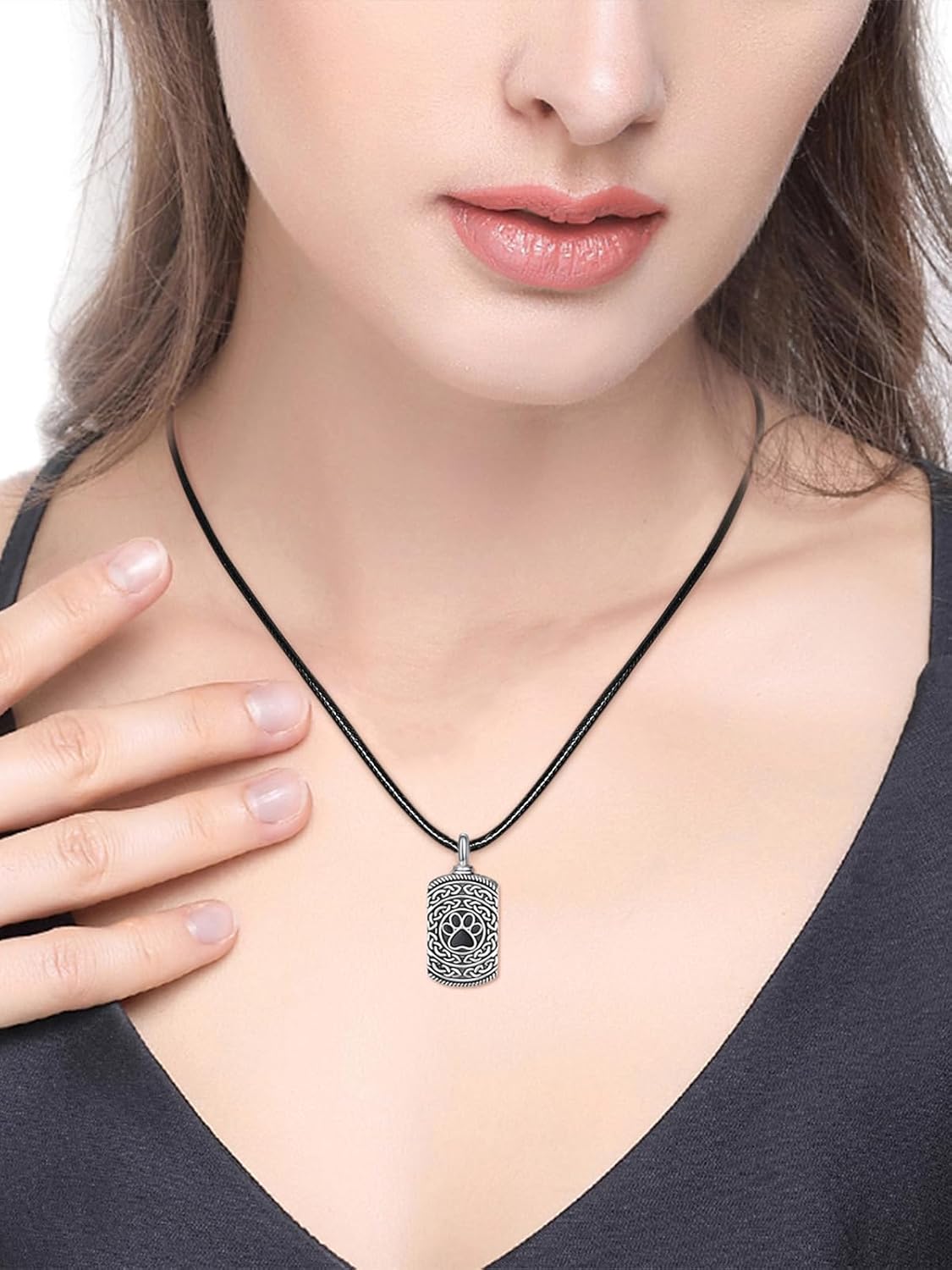 Dreamboat Pet Urn Necklace for Dog Cat Ashes 925 Sterling Silver Paw Print Cremation Keepsake Pendant Celtic Knot Memorial Jewelry Gifts for Women Men