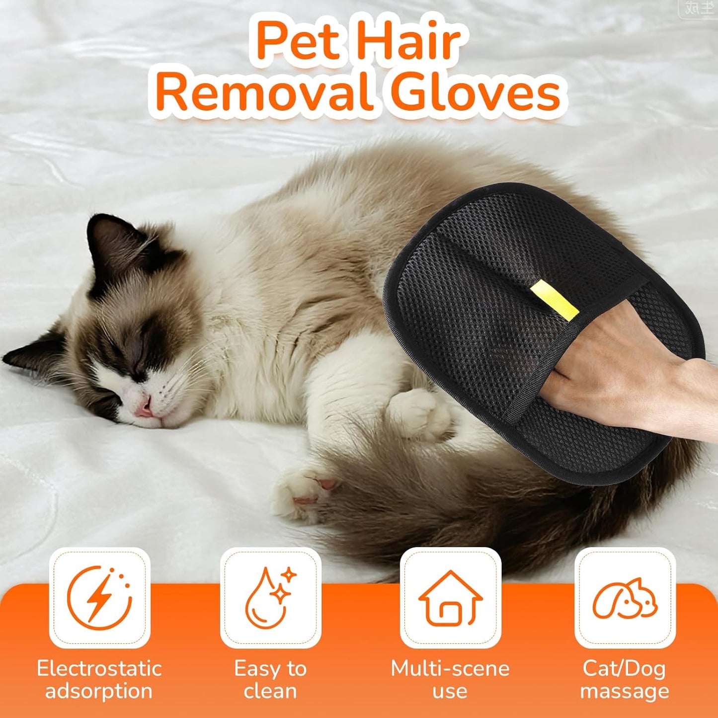 Electrostatic Pet Hair Removal Gloves for Cats Dogs Reusable Pet Hair Remover Tool Mitt for Clothing Furniture Couch Carpets and Car Seats 2PCS
