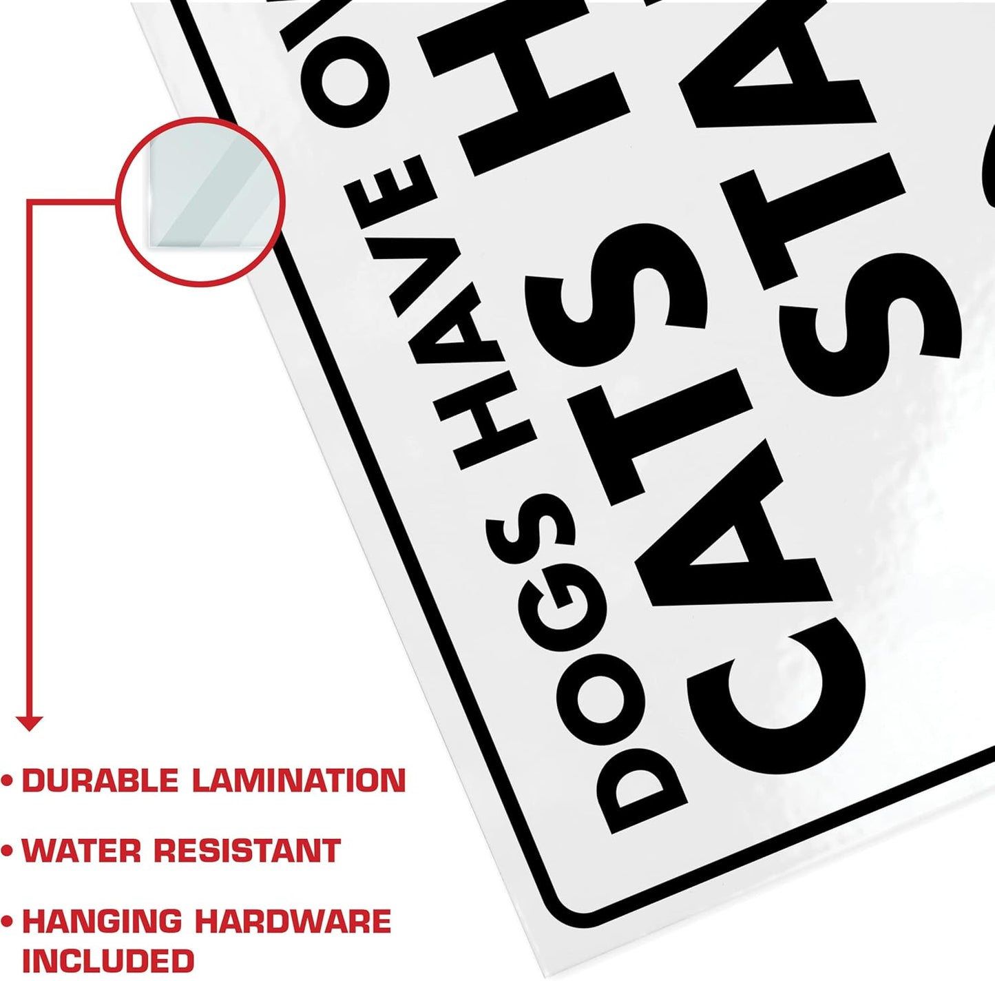 Dogs Have Owners, Cats Have Staff - Funny Cat Sign, Laminated - 8.5" x 11" - Cat Signs for Home Decor, Gift for Cat Lovers - ENVISIONED Signage