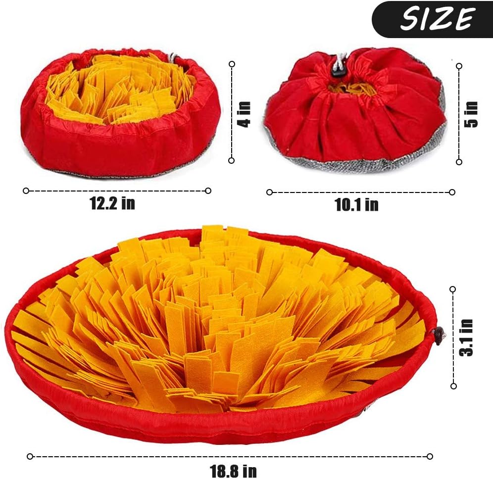AWOOF Pet Snuffle Mat for Dogs, Interactive Feed Game for Boredom, Encourages Natural Foraging Skills for Cats Dogs Bowl Travel Use, Dog Treat Dispenser Indoor Outdoor Stress Relief (Yellow)
