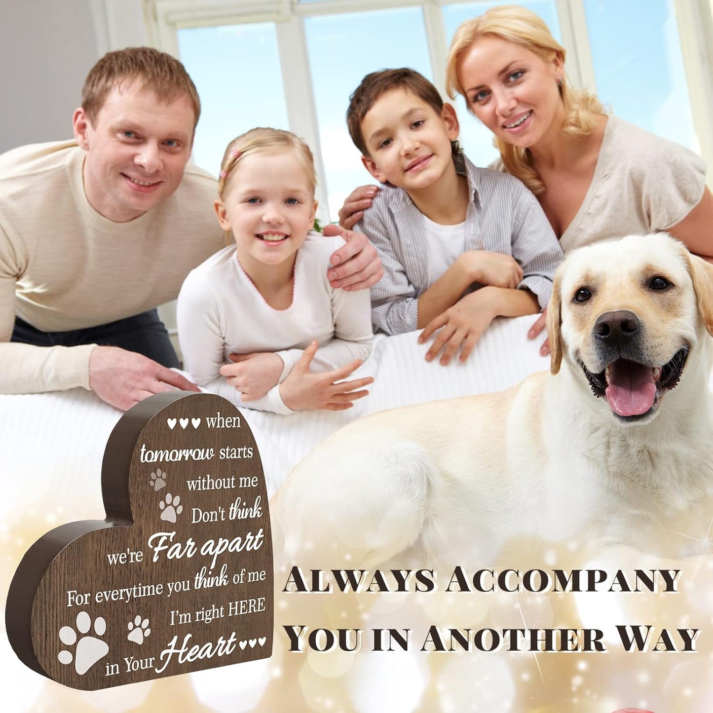 Maitys Pet Memorial Gifts Bereavement Remembrance for Loss of Dog Cat Sympathy Condolence Gifts Heart Shaped Wood Sign When Tomorrow Starts Without Me Wooden Plaque for Table Desk Decor(Brown)