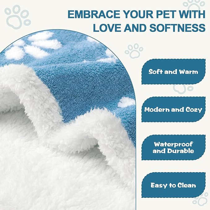 Waterproof Blanket for Dog Cat or Adult, Cute 3D Textured Flower Dog Blanket for Bed Couch Sofa, Soft Liquid Pee Proof Pet Furniture Protector, 50"x60", Blue