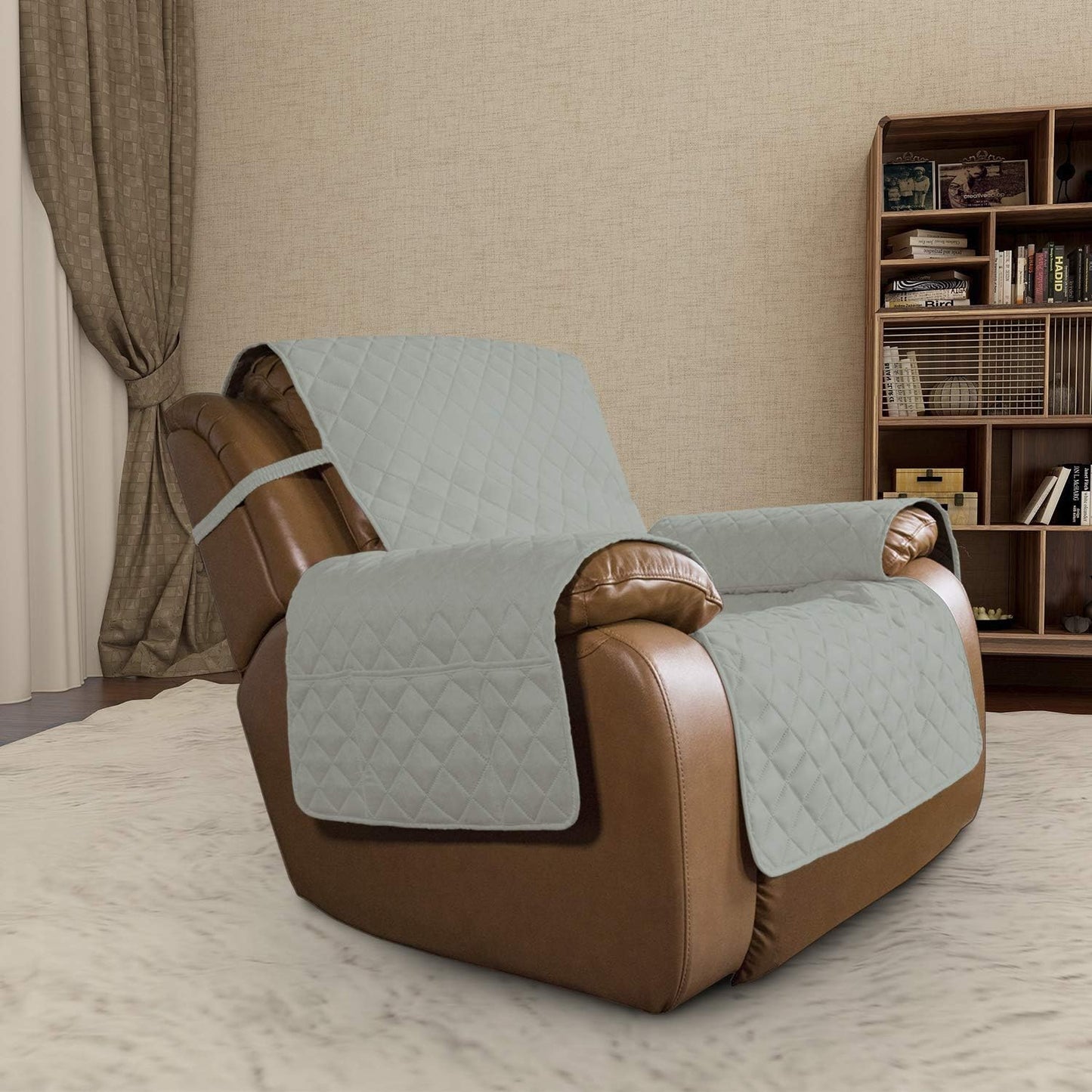 Easy-Going Oversized Recliner Chair Slipcover Reversible Sofa Cover Water Resistant Couch Cover Furniture Protector with Elastic Straps for Pets Dog (Oversized Recliner, Beige/Beige)