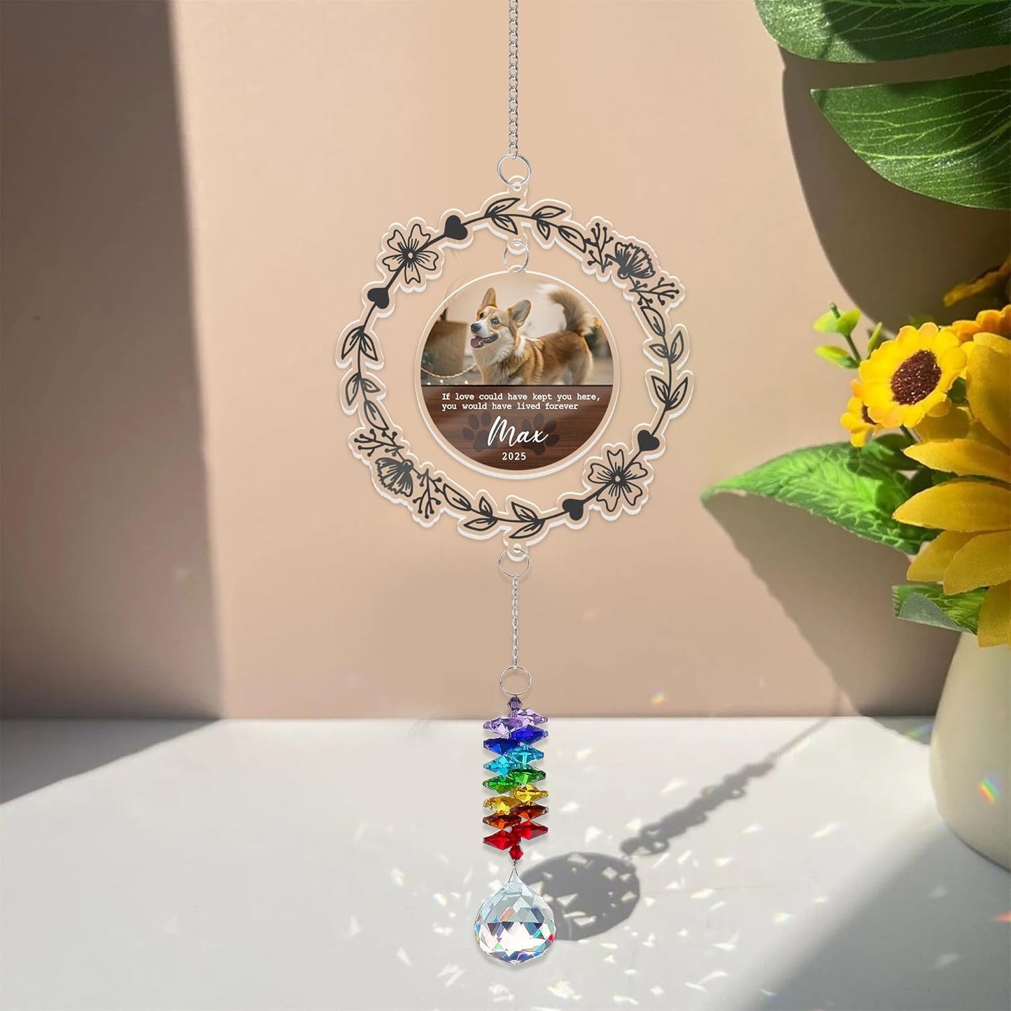 Personalized Dog Memorial Ornament Custom Pet Photo Suncatcher - Christmas, Birthday, Anniversary, New Year Gift for Dog Owner from Family - Loss of Pet Keepsake with Quote 2025