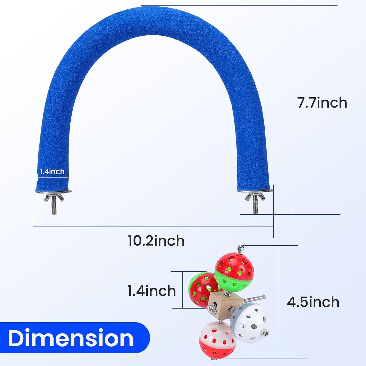 U Shape Parrot Perch Stand Toy Bird Platform Sand Paw Grinding Clean Stick Exercise Conure Budgie Cockatiel Cage Accessories (Blue-Rotate)