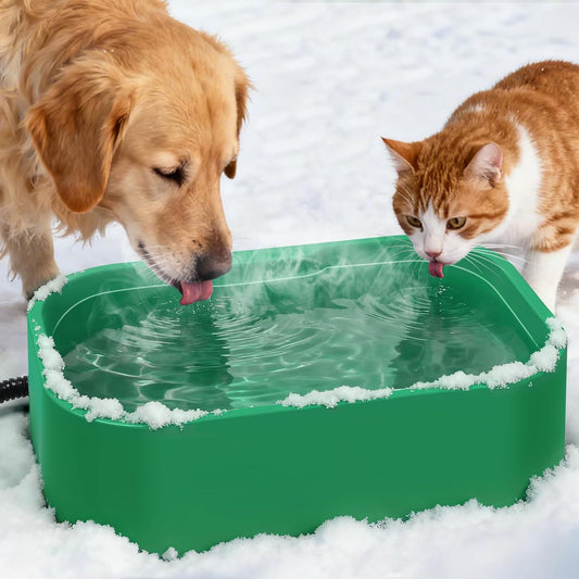 IPOW Extra Large Heated Water Bowl with 5 Layers Design for Heating & Heat Preservation Provides Drinkable Water & Food in Winter Heated Pet Bowl for Cat Rabbit Chicken Duck Squirrel, 194 fl oz