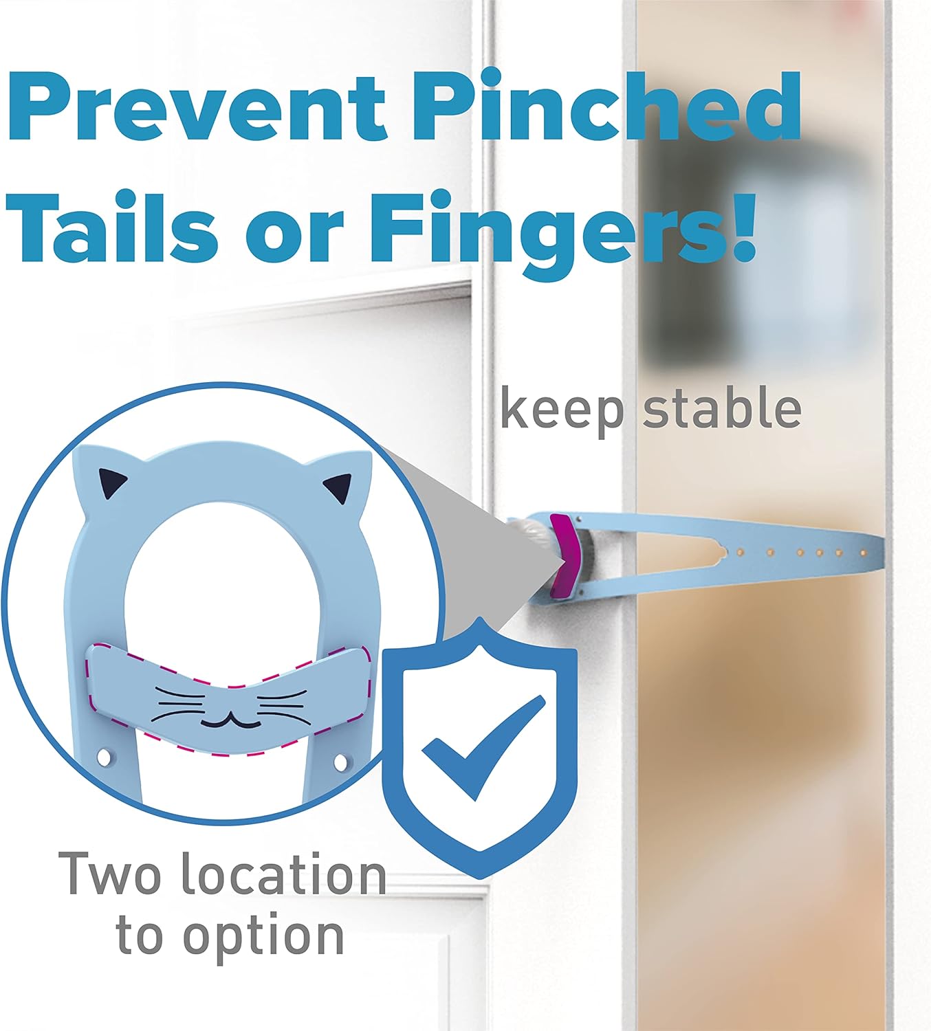 Cat Door Latch, 7 Sizes Adjustable Cat Door Holder Latch to Keep Dog Out of Litter Box, Economical Alternative of Pet Gates and Interior Cat Door, Plastic