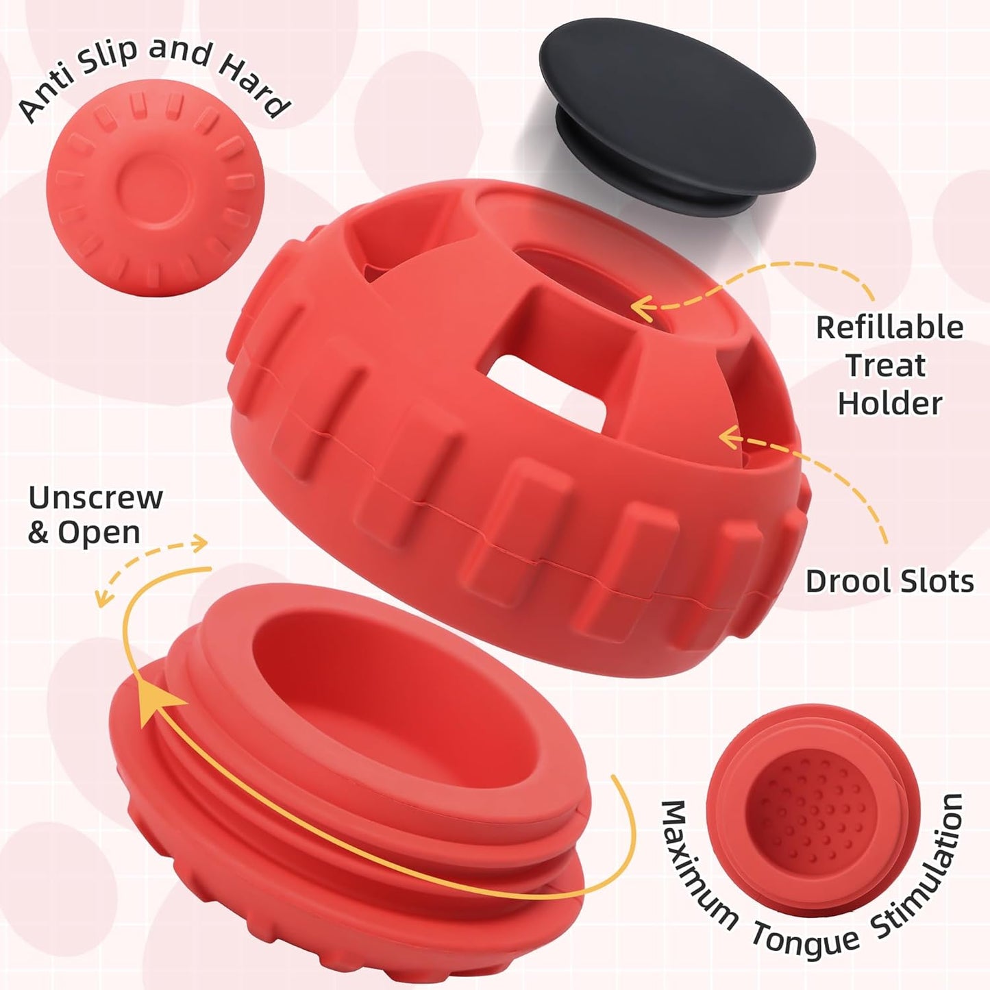 Frozen Treat Dispensing Dog Toys to Keep Them Busy,Dog Enrichment Toys for Natural Rubber-Stuffable Ball,Dishwasher Safe,Red,S