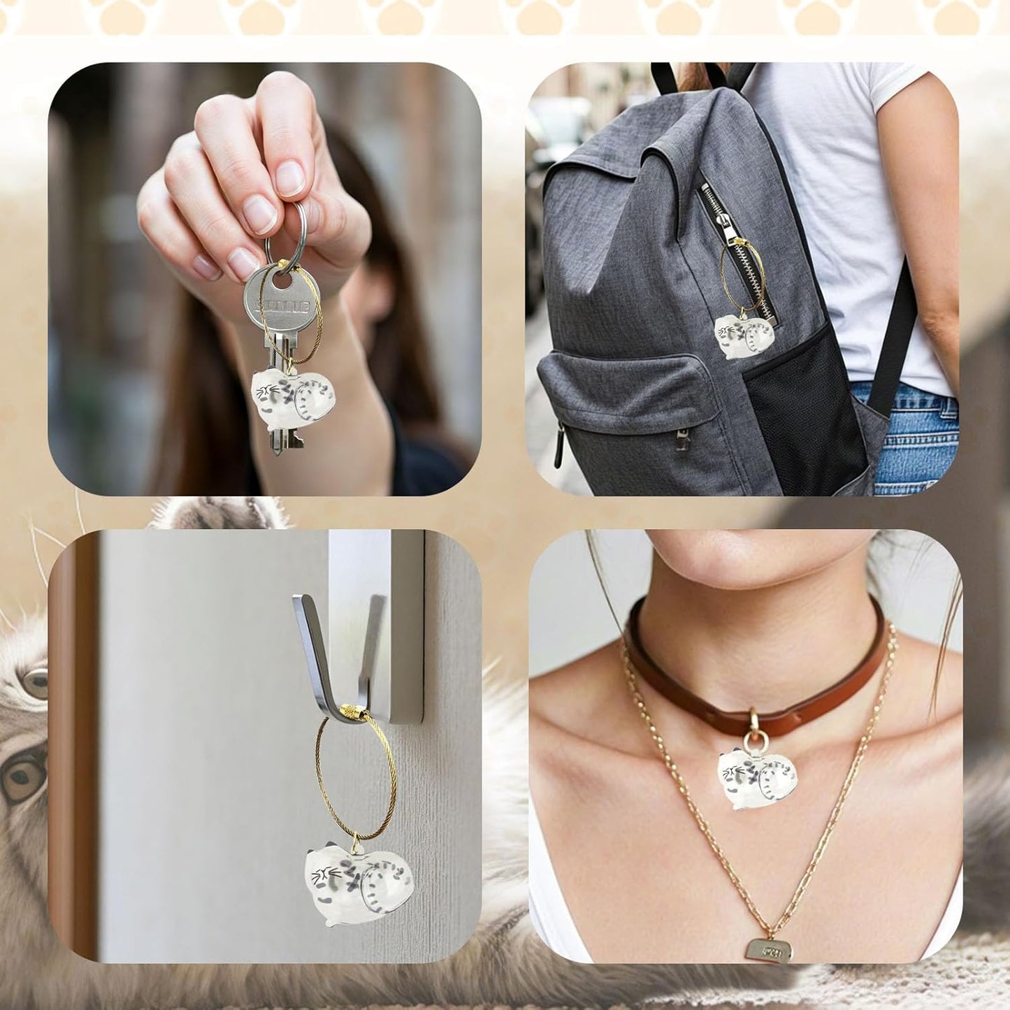 Cat Hair Keychain, 2Pcs Cat Hair Storage Bottle，Pet Fur Keepsake,Pet Hair Storage/Memorial Keychain,Cute Pet Memorial Gifts,[B Model]