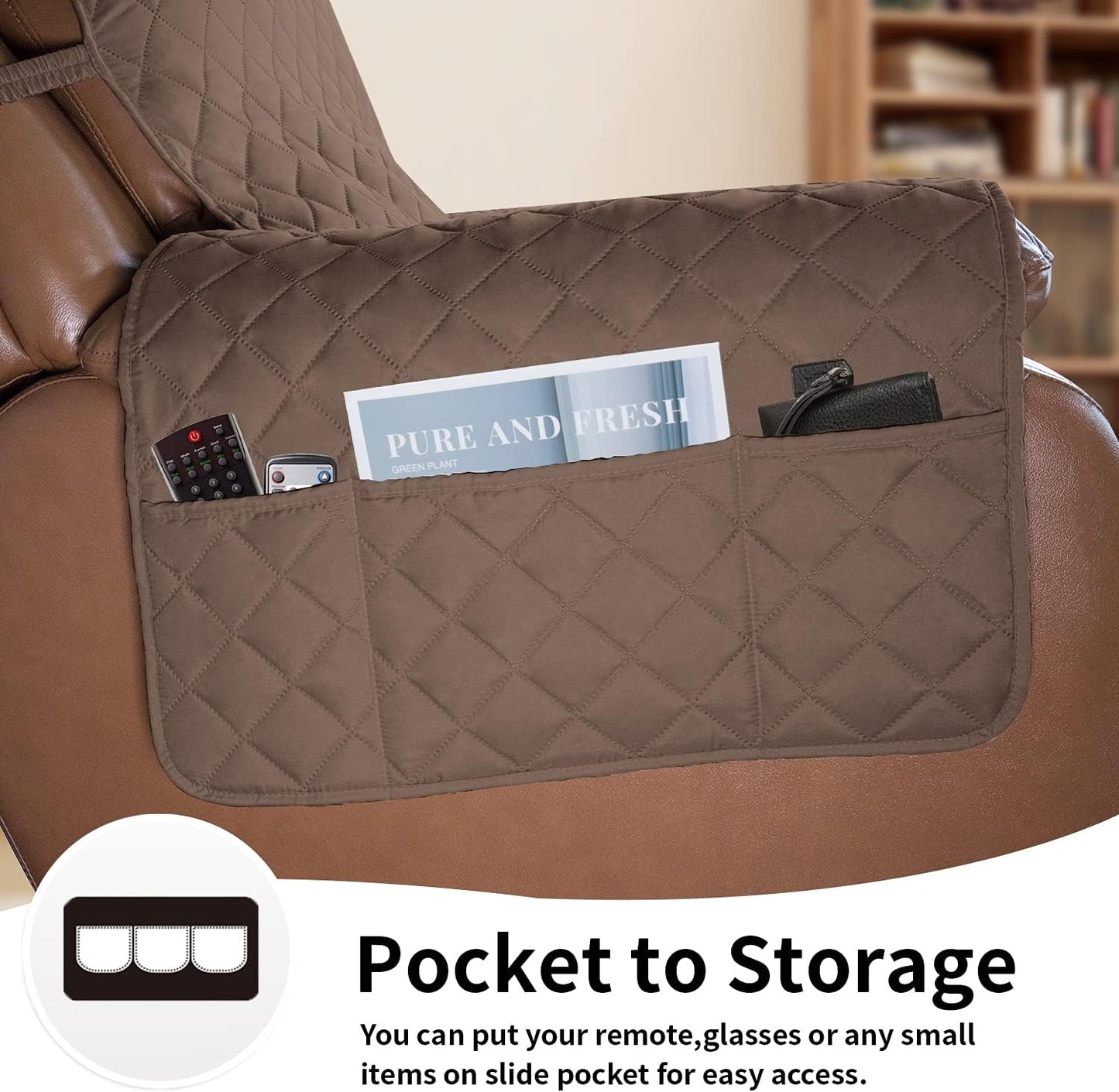 Easy-Going Oversized Recliner Chair Slipcover Reversible Sofa Cover Water Resistant Couch Cover Furniture Protector with Elastic Straps for Pets Dog (Oversized Recliner, Brown/Brown)