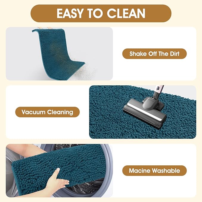 Extra Large Dog Door Mats for Muddy Paws, Chenille Absorbent Door Mats, Non Slip Heavy Indoor Door Mat for Dogs, Soft Dog Mat for Entryway, Mud Paws, Inside Floor,60" x 36", Teal Blue