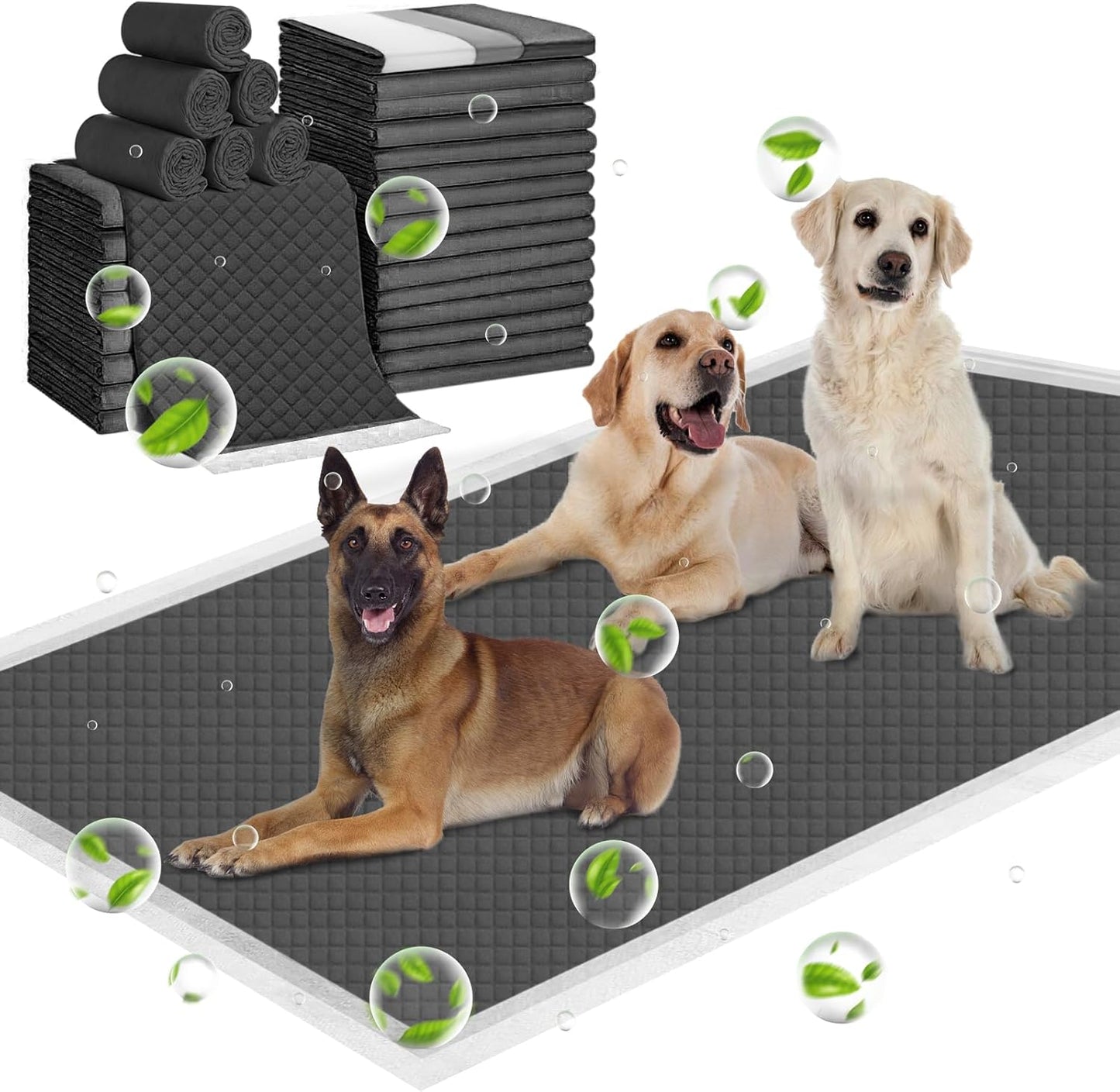 ELEGX Extra Large 31"x47" 30 Odor-Control Super Absorbency Charcoal Pee Pads - Thicken Disposable Potty Pads for Dogs and Cats