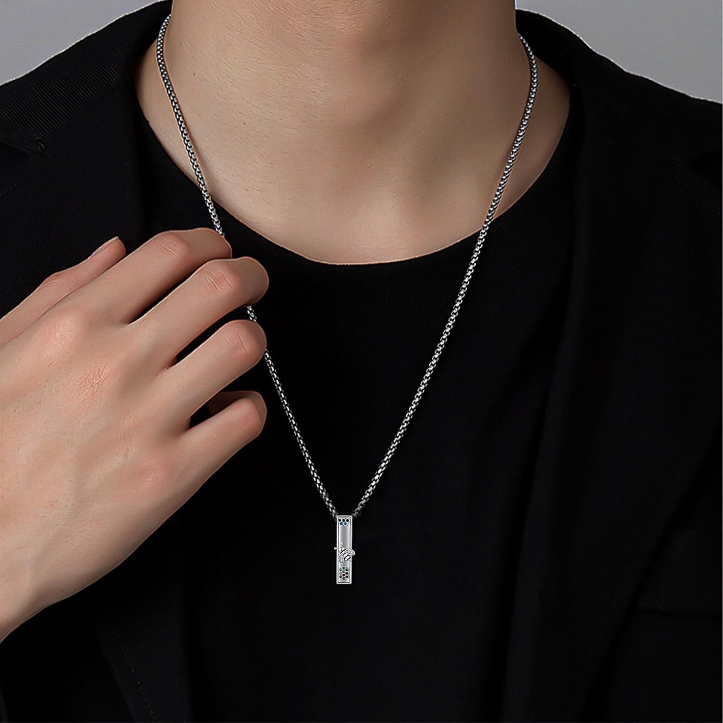 Urn Necklaces for Ashes Sterling Silver 3D Vertical Bar Memorial Pendant for Loved Ones Keepsake Cremation Jewelry Gifts for Women Men