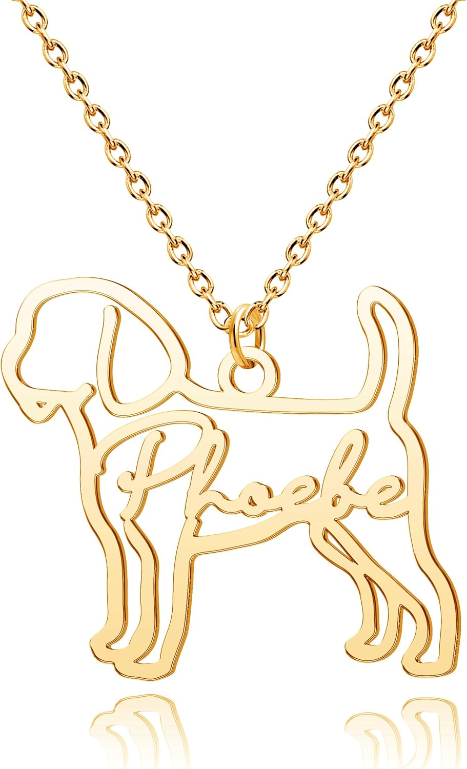 CoolJewelry Custom Dog Breeds Portrait Cat Pet Memorial Name Necklace Dainty Animal Pendant Chain Personalized Jewelry Remembrance Gifts for Dog Lover Women Girls