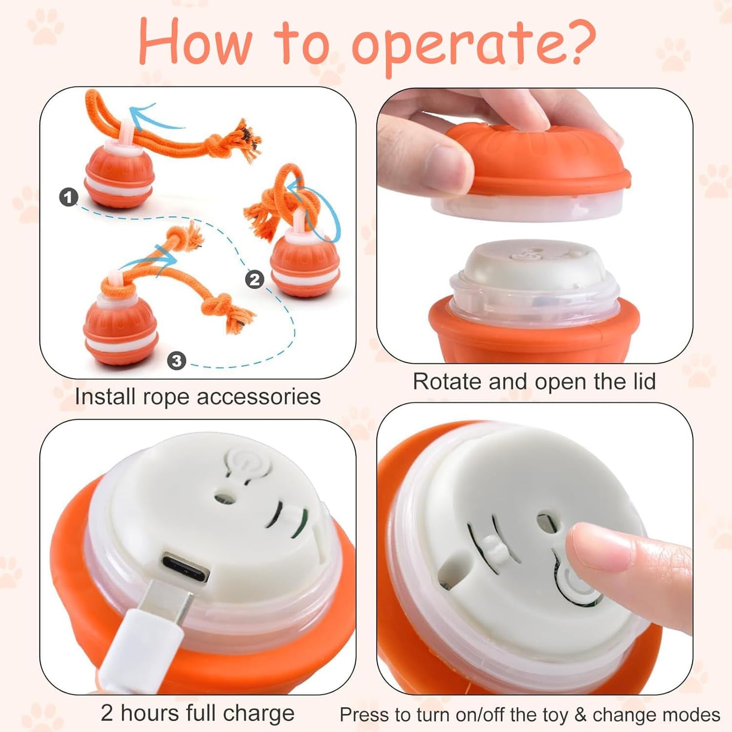 Interactive Dog Toys，Peppy Pet Ball for Dogs，Motion Activate Rolling Ball for Puppy/Medium Dogs，Active Rolling Dog Bal l Wicked Bal l for Daily Training, Dog Toys to Keep Them Busy (Blue)