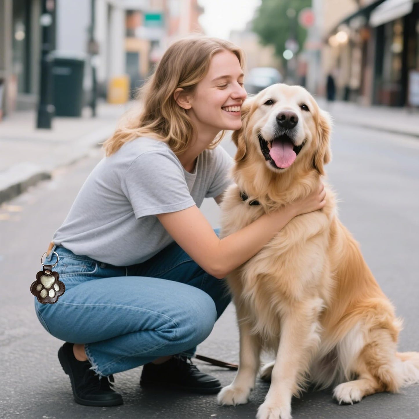 dog fur keepsake keychain cute pet paw shaped leather keychain for dog&cat hair keepsake