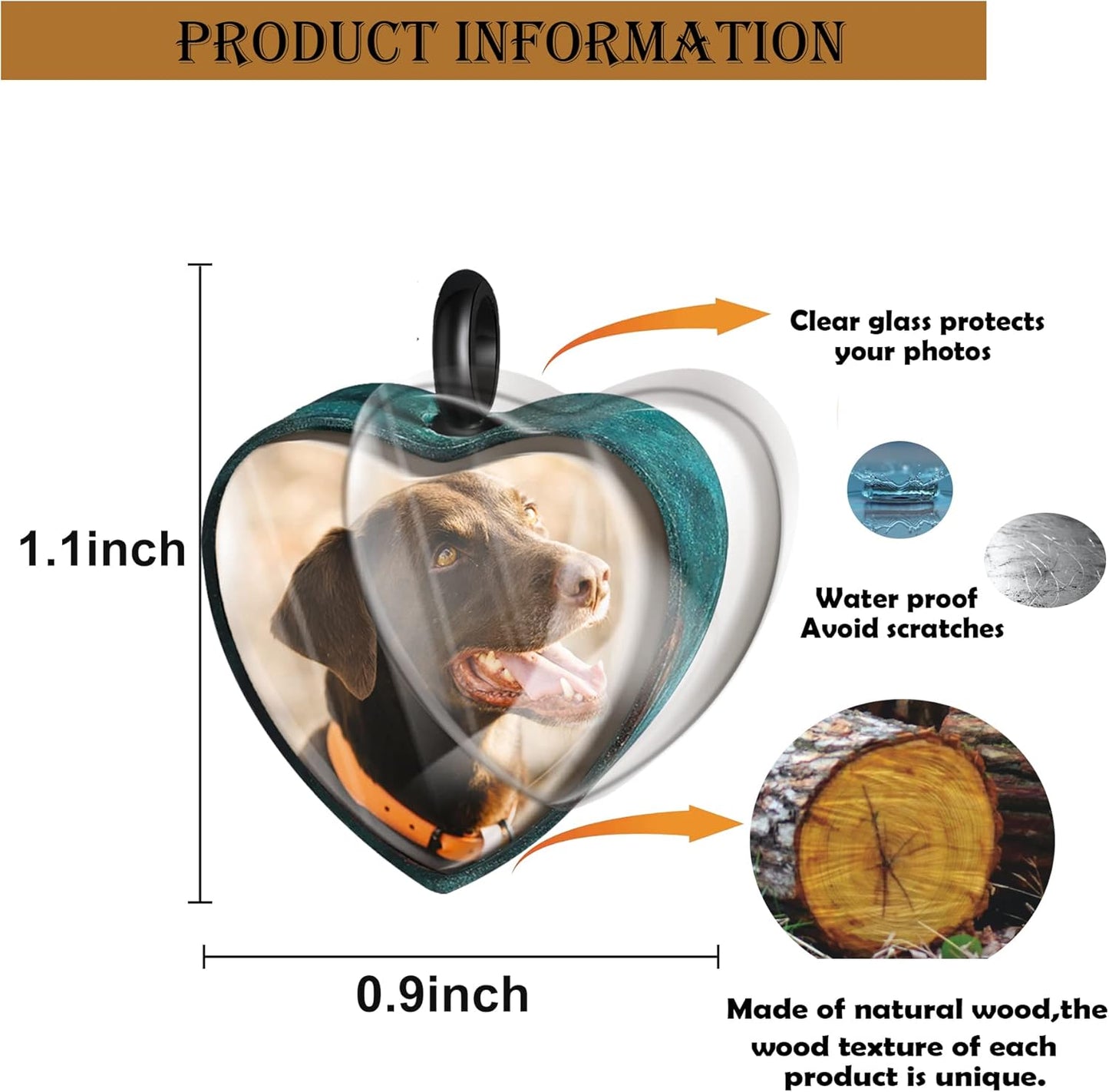 Farfume Personalized Pet Urn Necklace for Dog Cat Ashes Cremation Pet Memorial Customized Photo Text Engraving Pendant Keepsake Funeral Jewelry