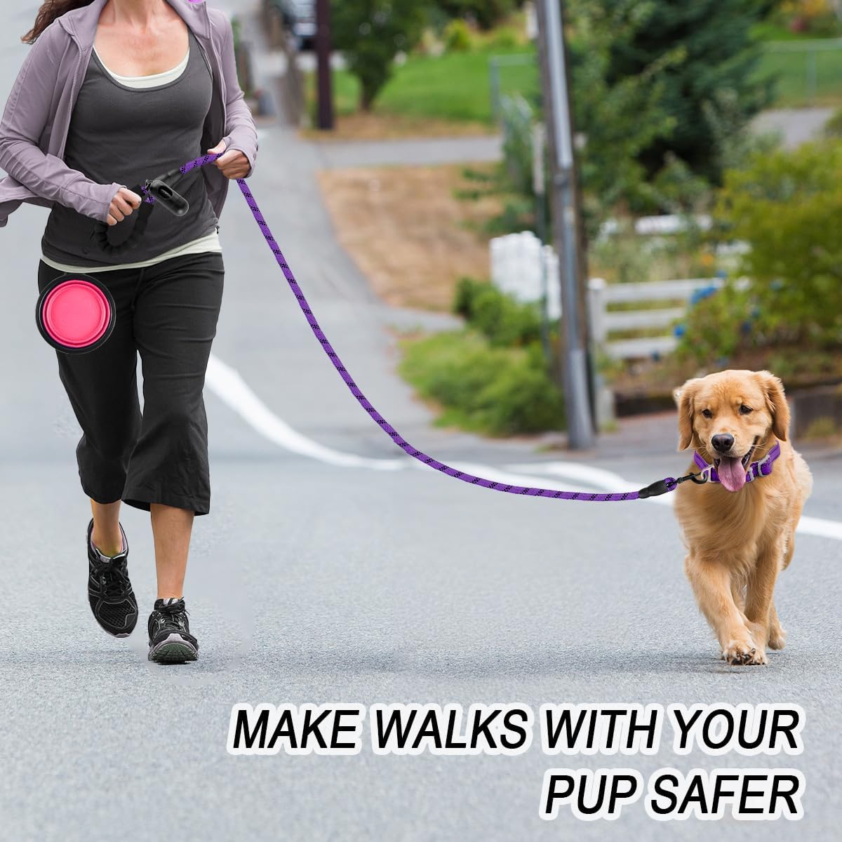 BARKBAY Dog Leashes for Large Dogs Heavy Duty Dog Leash 4/5/6 FT with Comfortable Padded Handle and Highly Reflective Threads for Medium Large Dogs Walking Training Running (6FT-1/2'',Purple)