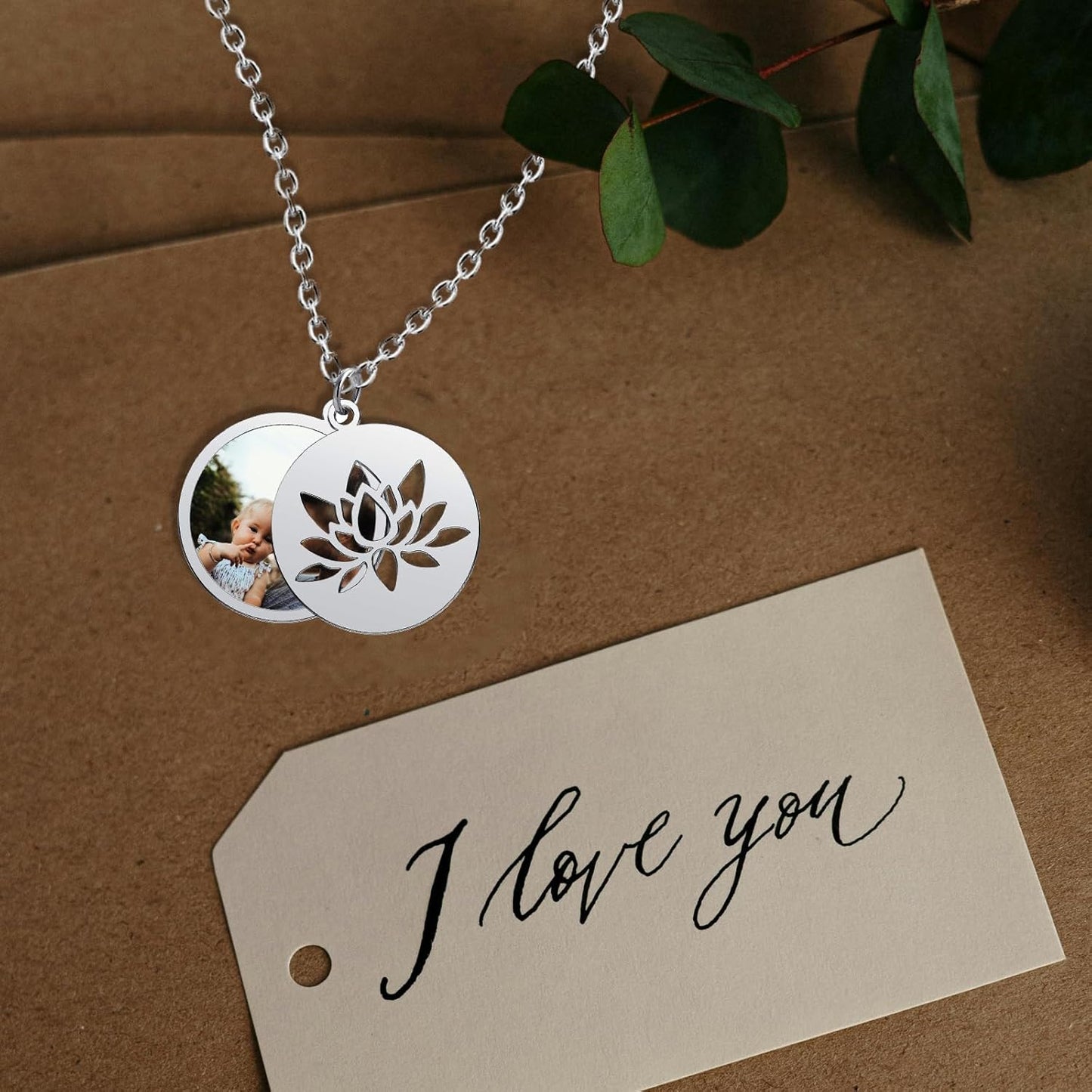 CharmSStory Personalized Photo Necklaces Custom Engraved Name Necklace Memory Keepsake Picture Necklace Pendant Customized Gifts for Women Men