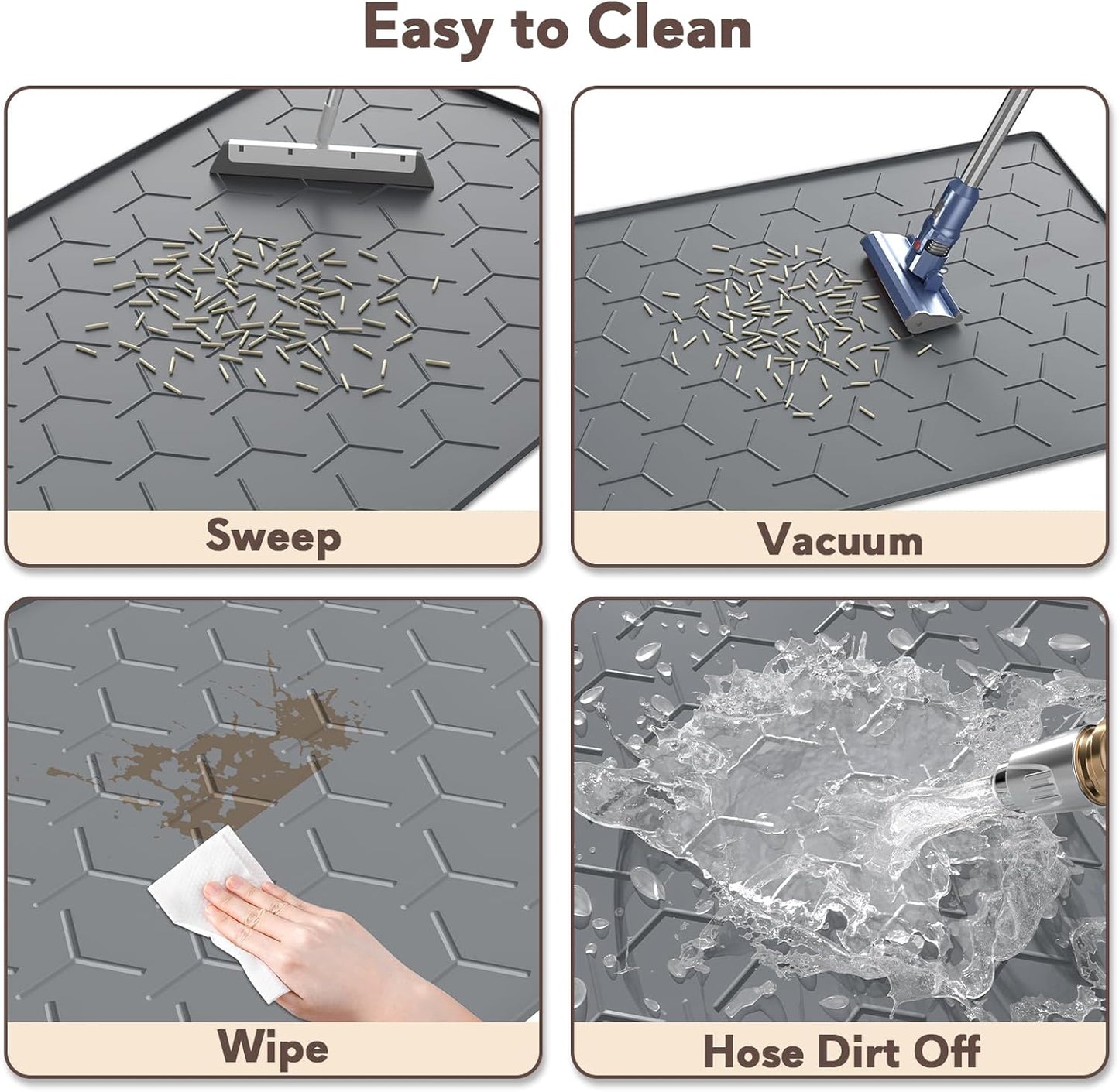 Cat Litter Box Mat, Large 34" X 22" Cat Litter Mat, Waterproof Silicone Pad for Floor, Dark Gray