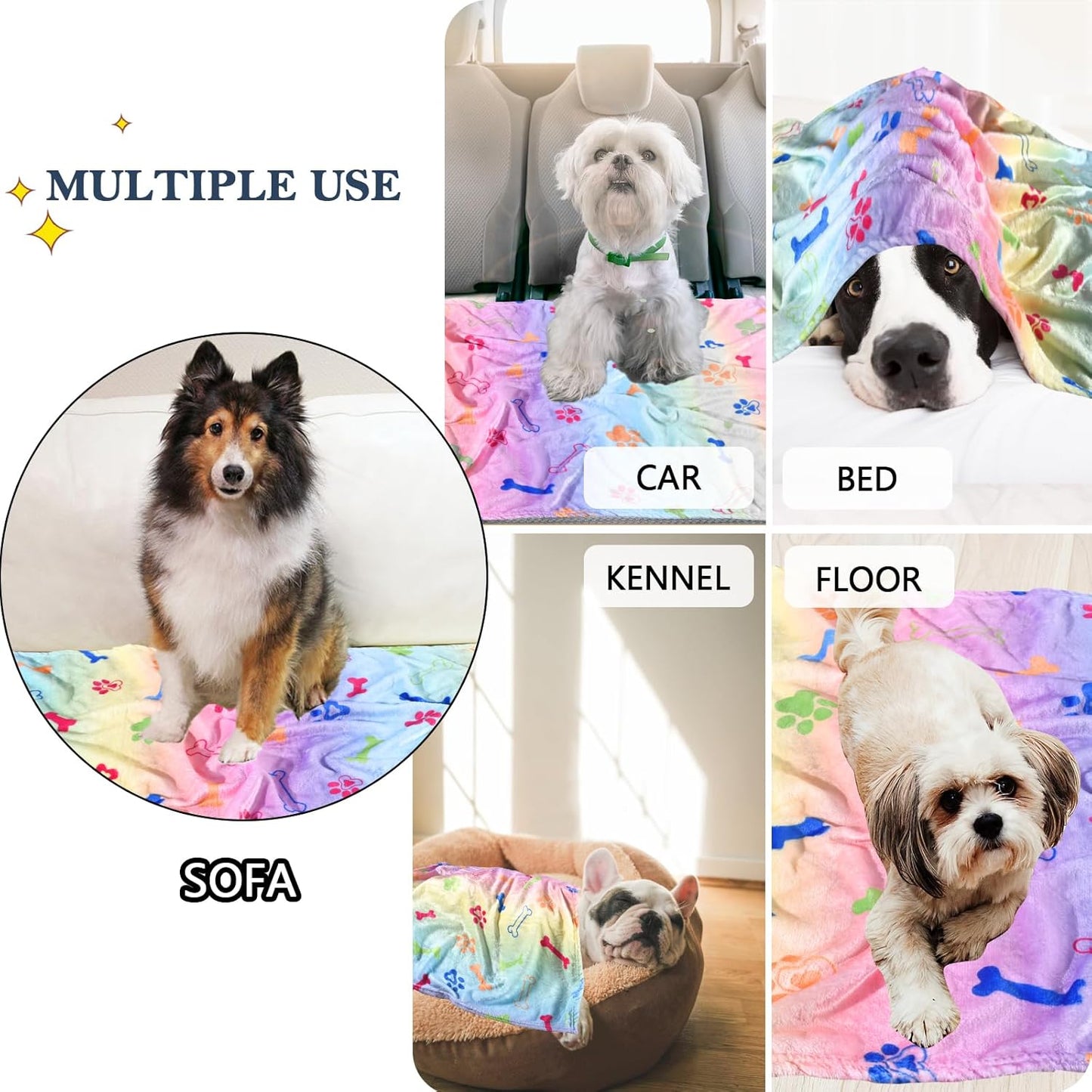 Dog Blanket,Super Soft Fluffy Premium Fleece Pet Puppy Blanket for Large Medium Dog Cat Mat Cover for Bed Couch,Cute Print, Colorful,(41 x 31 Inch)