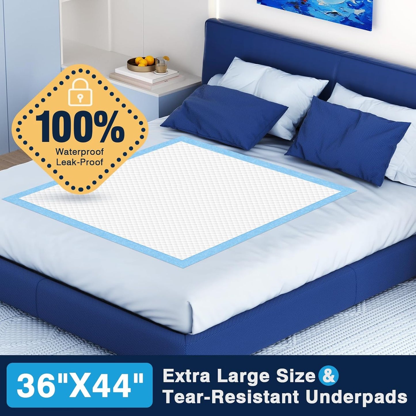 AAY Heavy Duty Disposable Bed Pads 36"X44" (40pcs) Tear-Resistant Cloth Backing Underpads Extra Large Super Absorbent Pee Pads Incontinence Waterproof Chucks Pads for Adults Elderly, Kids or Puppy