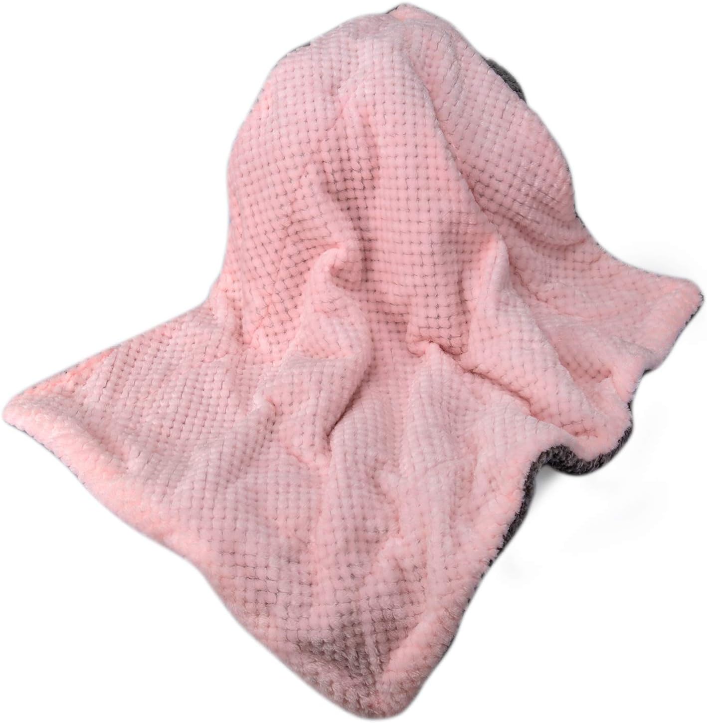 DG Plush Fleece Receiving Blanket for Dog, Cat, Pet - Warm & Soft, Couch, Sofa, Travel & Outdoor, Camping (24" x 32"), Baby Pink