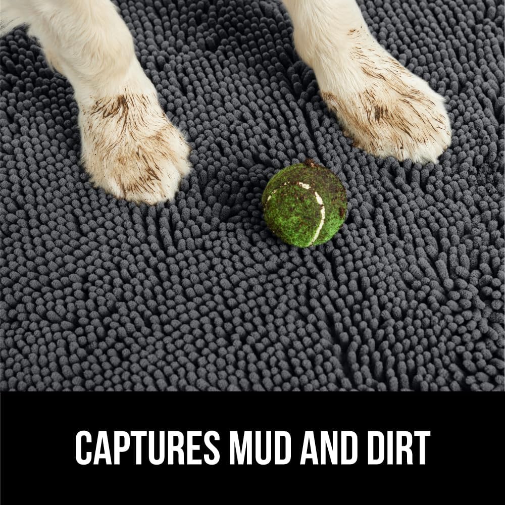 GORILLA GRIP Dog Doormat, Absorbent Doormats for Muddy Dogs Paws, 48x30 Machine Washable Soakstopper Rugs, Cleaner Floors, US Designed Pet Bed Door Mat, Indoor Entrance Pets Rug, Charcoal