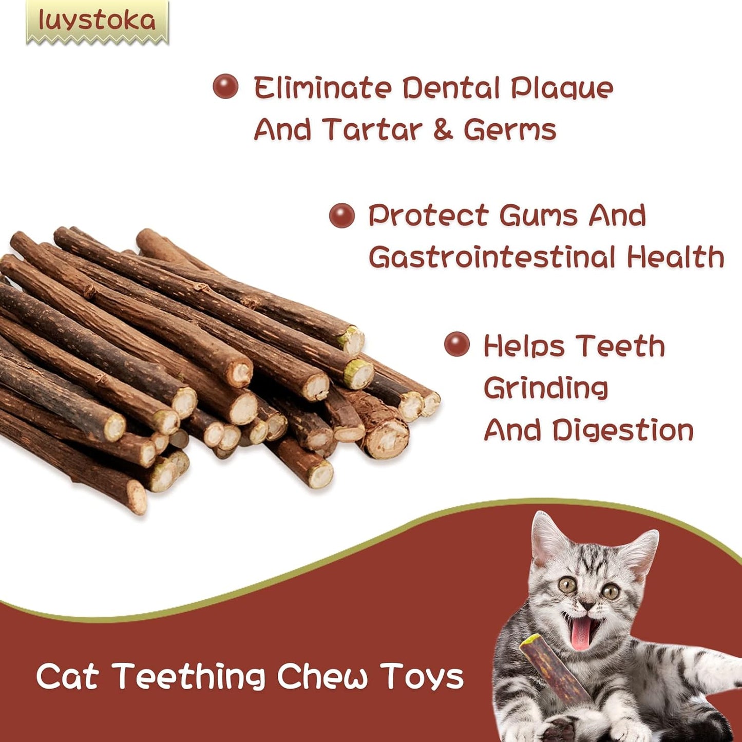 Cat Toys - Silvervine & Matatabi Catnip Toys, 10PCS Indoor Kitty Chew Sticks & Wand Toys for Bored Cats