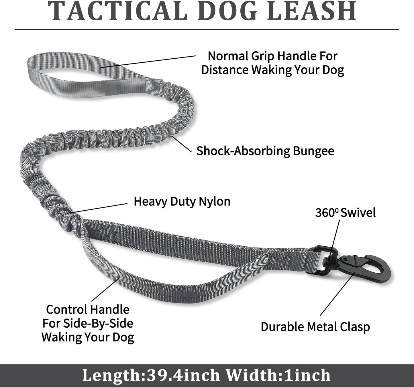 COOYOO Dog Collar,3 Piece Set Tactical Dog Collars, Adjustable Military Training Nylon Dog Collar with Control Handle and Heavy Metal Buckle for Medium and Large Dogs