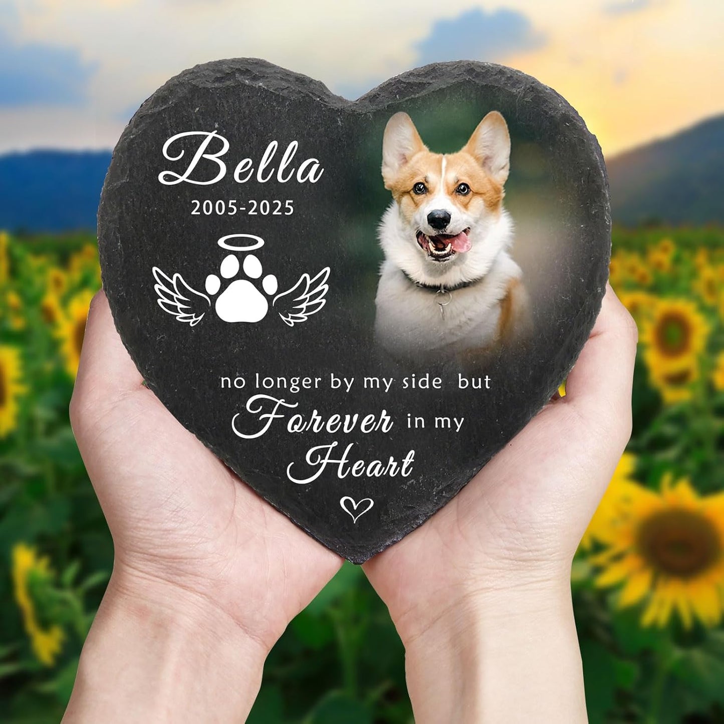 Dog Memorial Gifts for Loss of Dog Cat,Personalized Pet Memorial Stone with Photo Name,Custom Pet Remembrance Gifts,Cat Memorial Sympathy Gift,Dog Passing Away Gifts,Memorial Plaques for Dogs