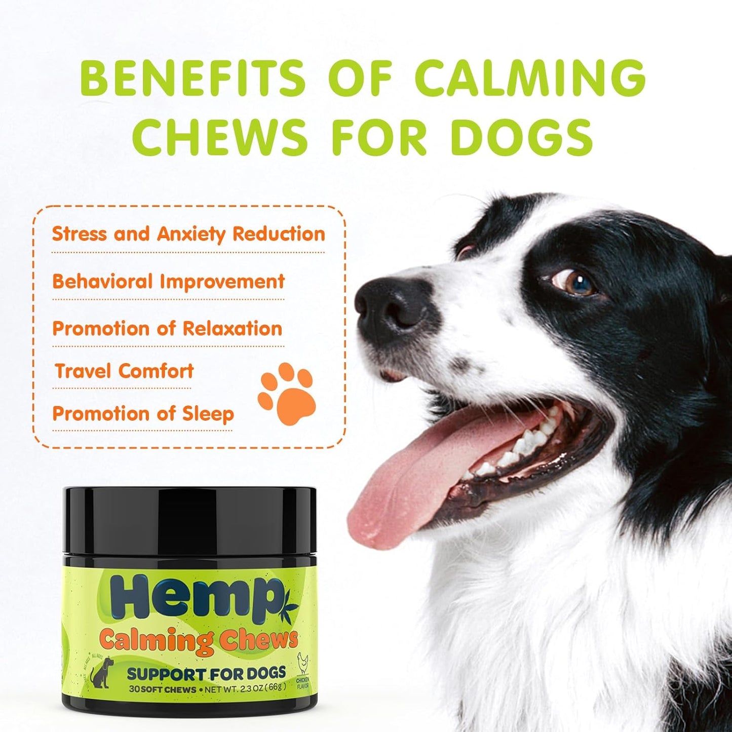 Hemp Calming Chews for Dogs Calming Treats Chews - Anxiety Relief Treats, Separation Anxiety Relief for Dogs Calming Treats Pet Calming Care Chews for Anti Anxiety Dogs, Peanut Butter, 30 Counts