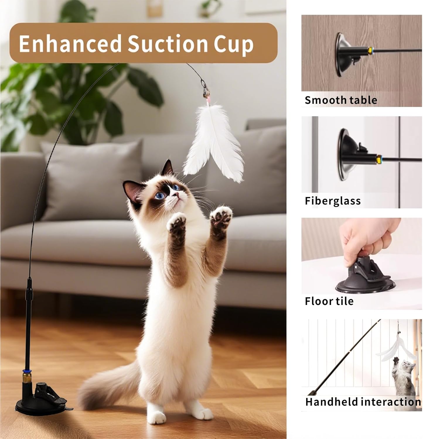 Interactive Cat Toys for Indoor Cats - Includes Wand, Feather, Hanging & String Toy