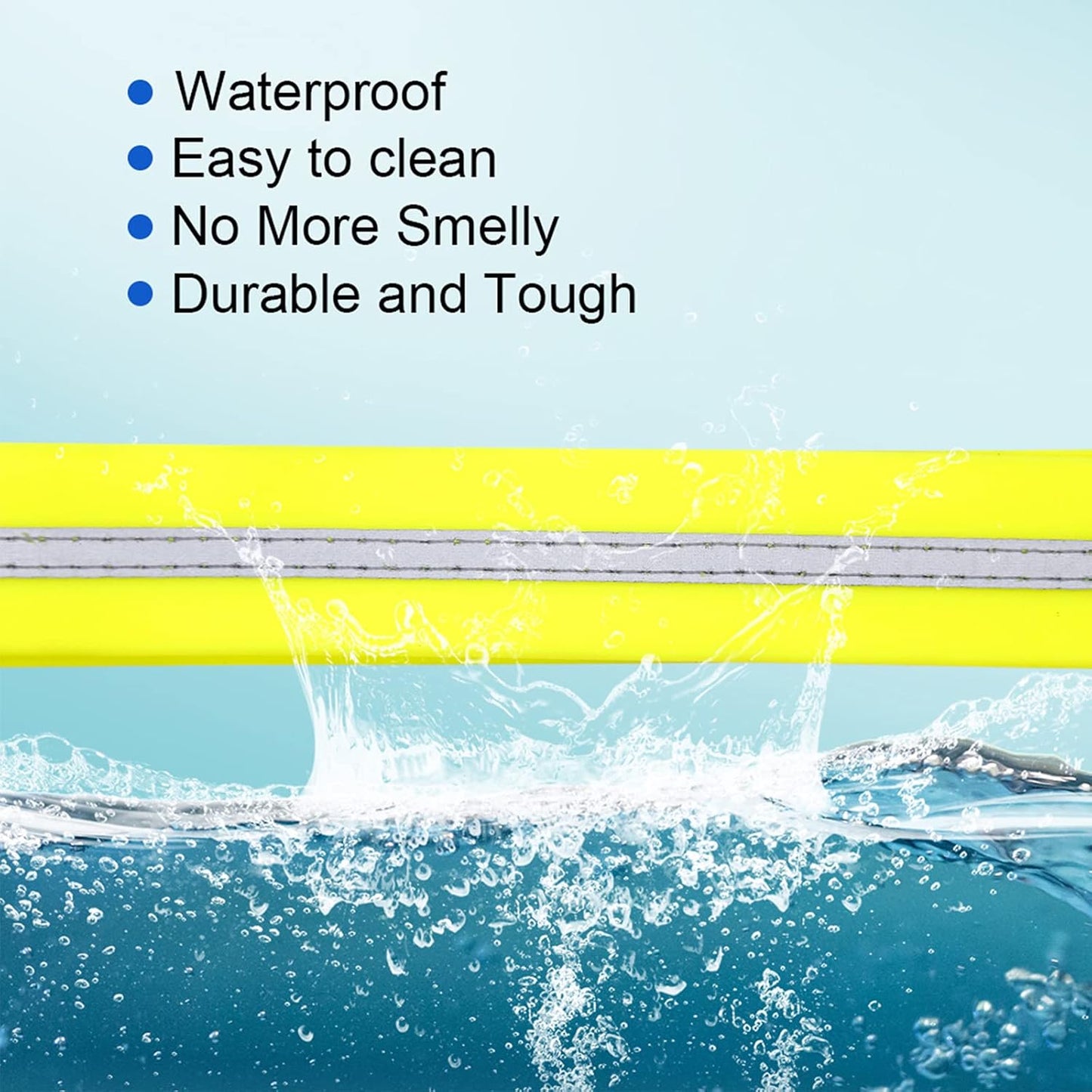 NIMBLE Dog Collar Waterproof Pet Collars Anti-Odor Durable Adjustable PVC & Polyester Soft with Reflective Cloth Stripe Basic Dog Collars S/M/L Sizes (Small (9.45”-14.17”inches), Fluorescent Yellow)