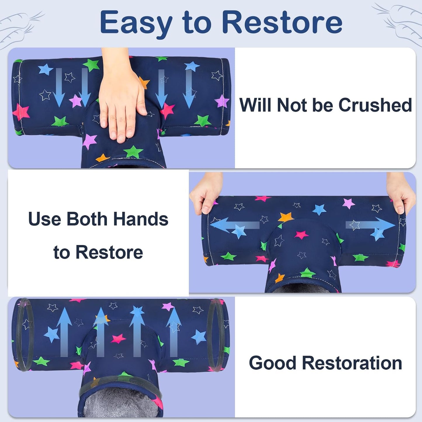 Glittme Guinea Pig Tunnel Washable Guinea Pigs Hideout Portable Rabbit Tunnels Soft Ferret Tunnel for Playing Resting Guinea Pig Accessories for Hedgehogs, Hamster, Colorful Stars