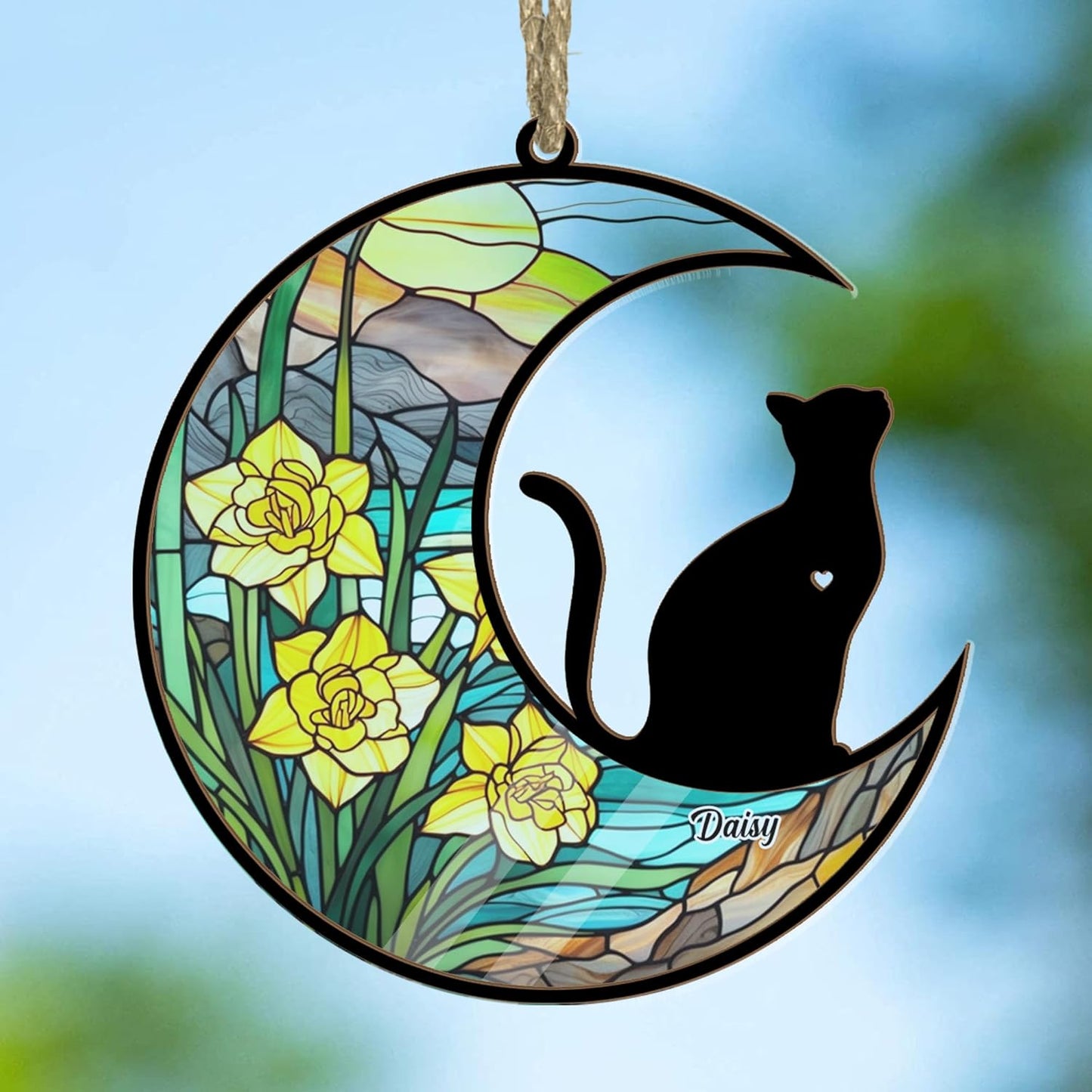 Personalized Cat Memorial Suncatcher Ornament - Custom Name Decor, Christmas Ornament, Pet Remembrance Keepsake, in Loving Memory Gift for Cat Lover, Loss of Pet Sympathy