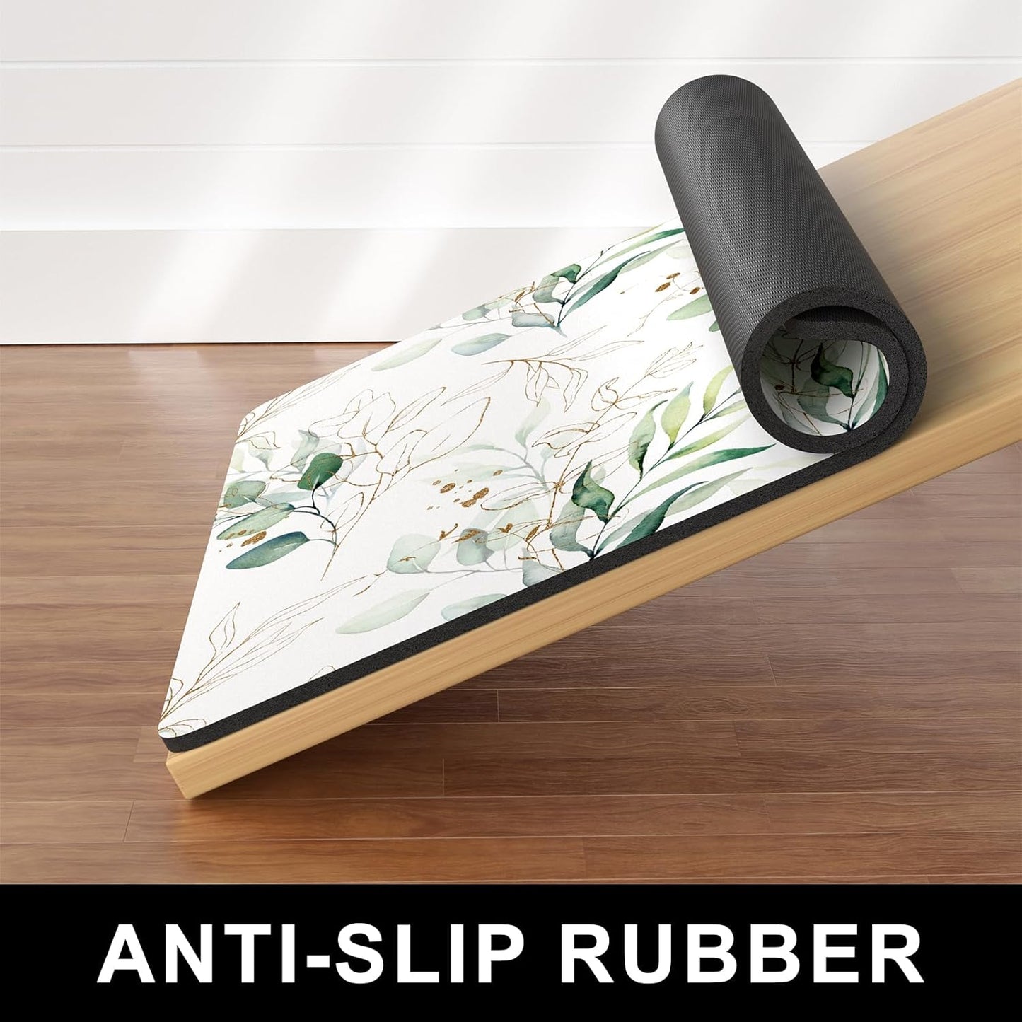 Dog Food Mat, 12" x 19" Minimalism Absorbent Dog Cat Bowl Mat for Food and Water, Cute Anti-Slip Rubber Pet Feeding Rug Protect Floors, Placemat for Feeding & Watering Supplies, Leaf