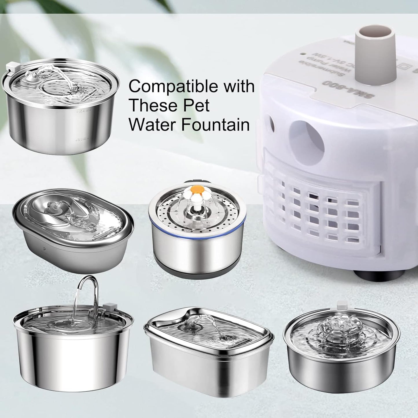 Cat Water Fountain Pump for 3.2L/108oz Stainless Steel Cat Water Fountain and 67oz/2L Stainless Steel Cat Fountain, Petilog Pet Fountain Pump, Ultra Quiet Cat Fountain Pump