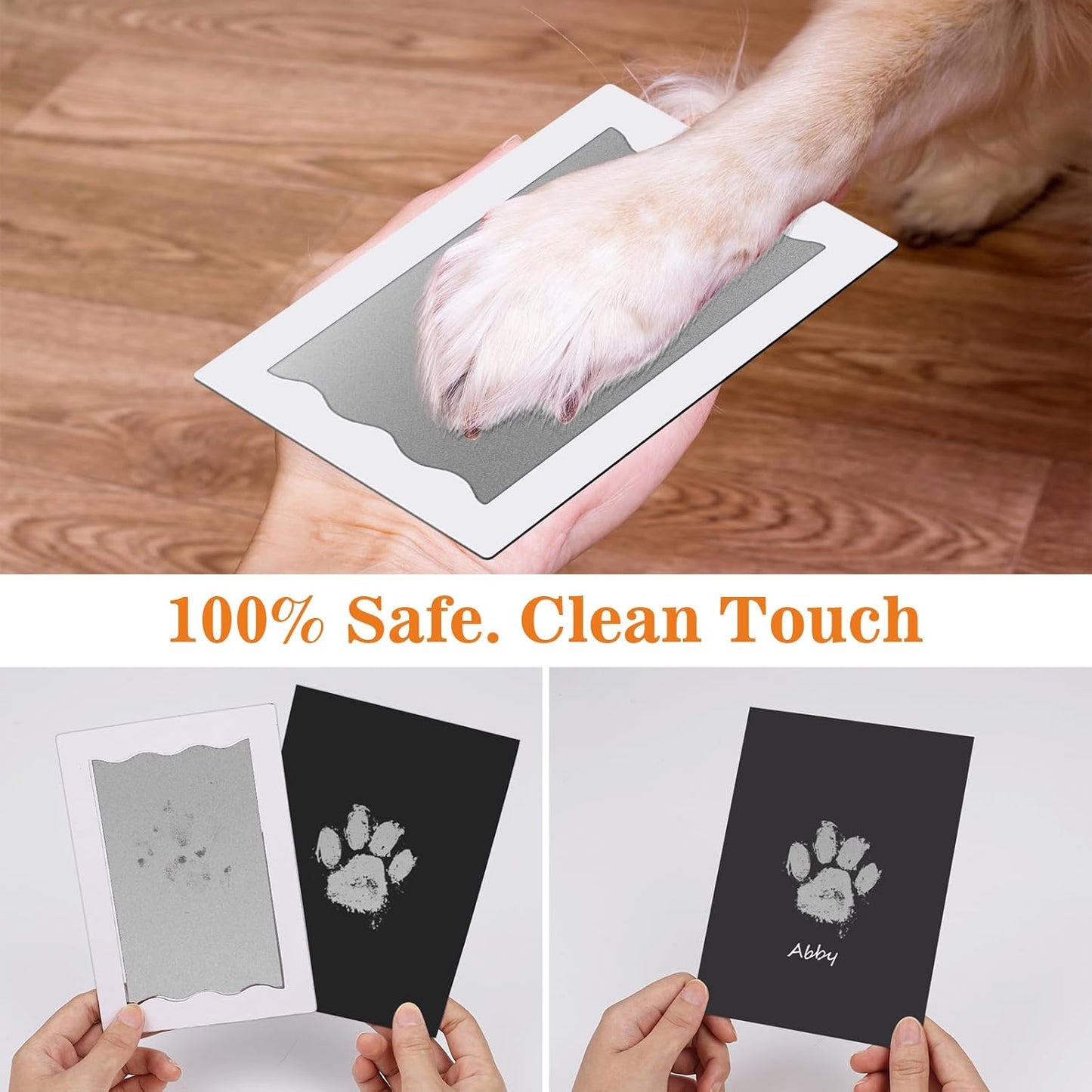 Nabance Baby Footprint Kit, Paw Print Kit, Dog Nose Print Kit, 2 Large Size Gold and Silver Ink Pads with 4 Black Imprint Card, No Mess Paw Print Stamp Pad for Dog & Cats, Nose Print Stamp Pad for Dog