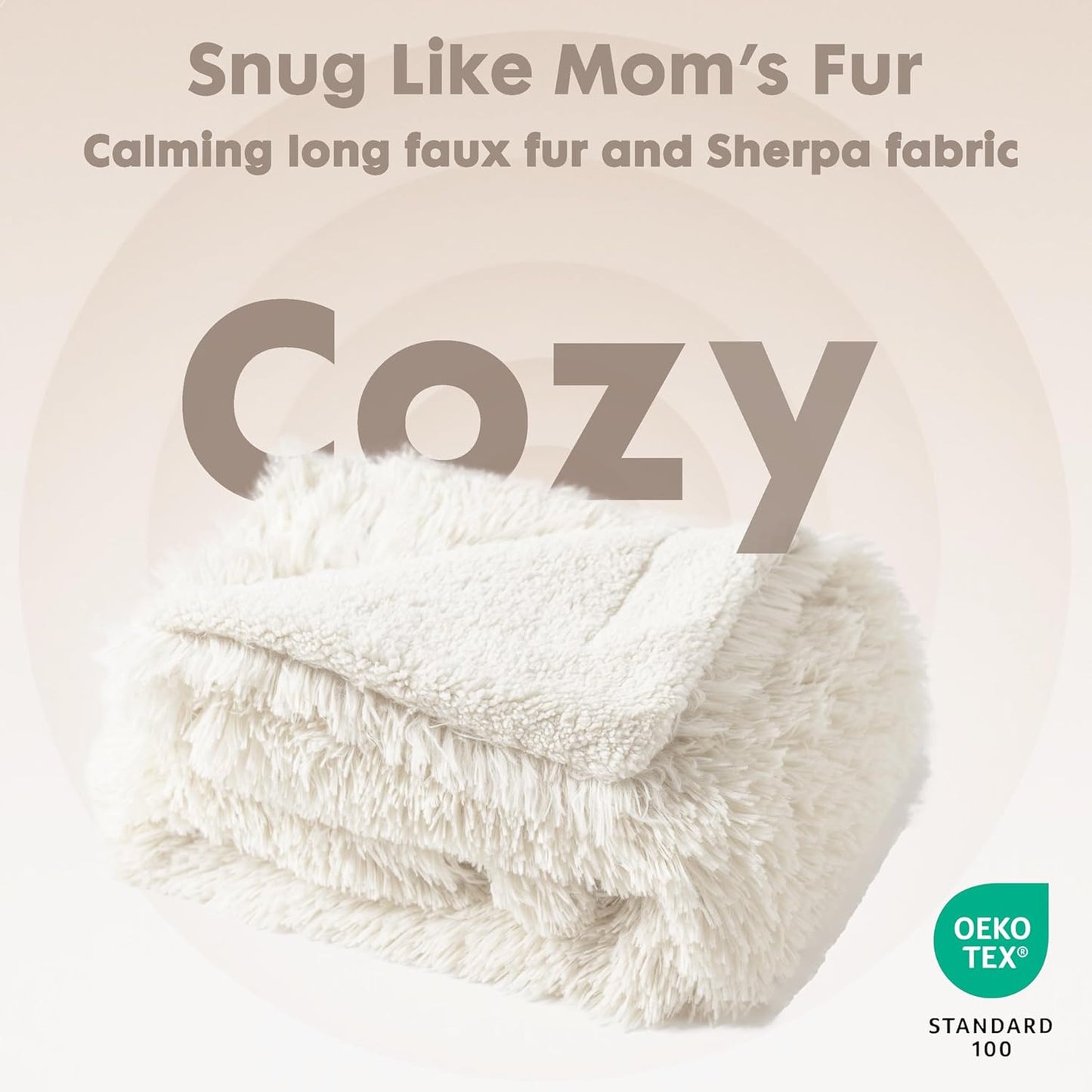 gogobunny Waterproof Dog Blanket for Large Dogs, Cats, Puppy, Reversible Faux Fur Pet Throw Blanket, Washable, Calming Furniture Protection for Sofa Bed (50x60 Inch (Pack of 1), Cream)