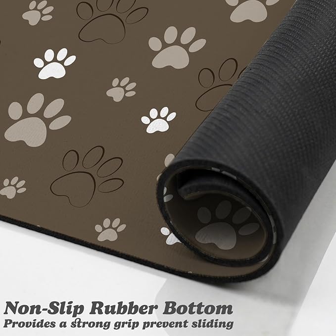 Dog Food Mat, Absorbent Water Bowl Mats Cat Pet Feeding Placemats Brown 16 * 24 inch