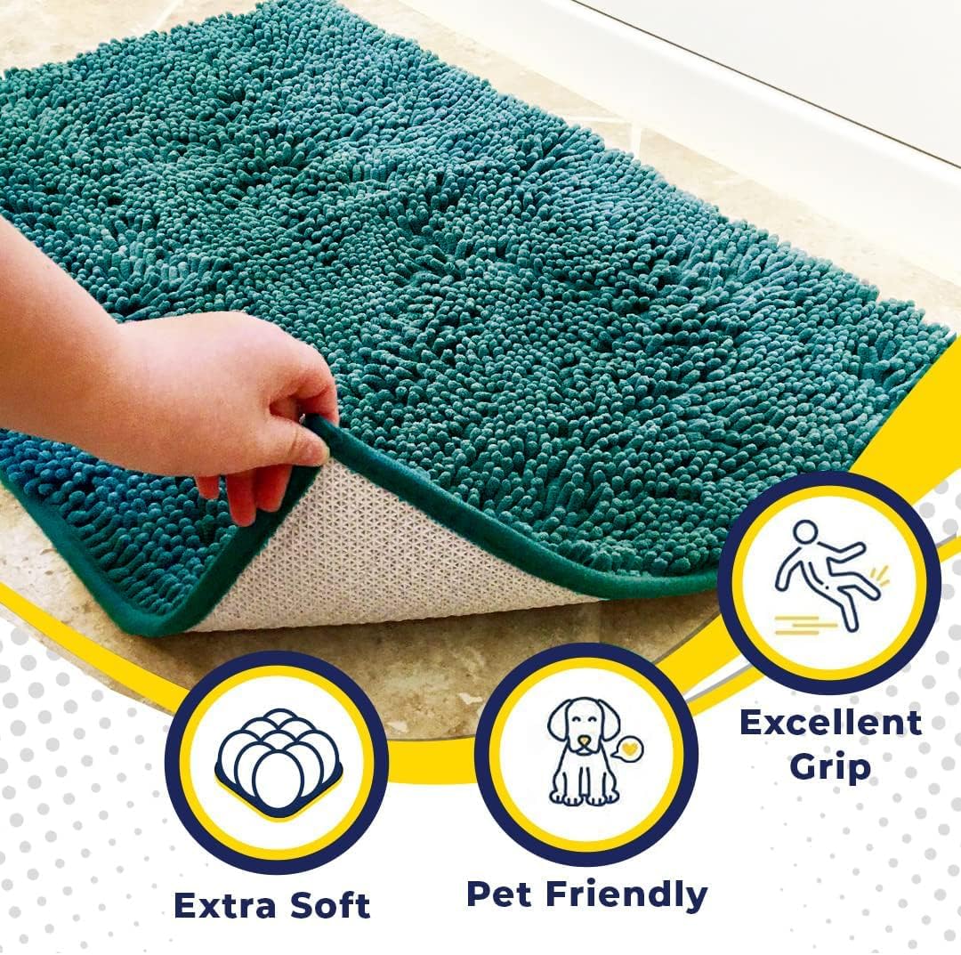 Muddy Mat® Original Dog Door Mat for Muddy Paws, Super Absorbent Microfiber, Non-Slip Washable Pet Rug, Quick Dry Chenille Entryway Carpet, Machine Washable Indoor Outdoor mat, Teal 18"x28"