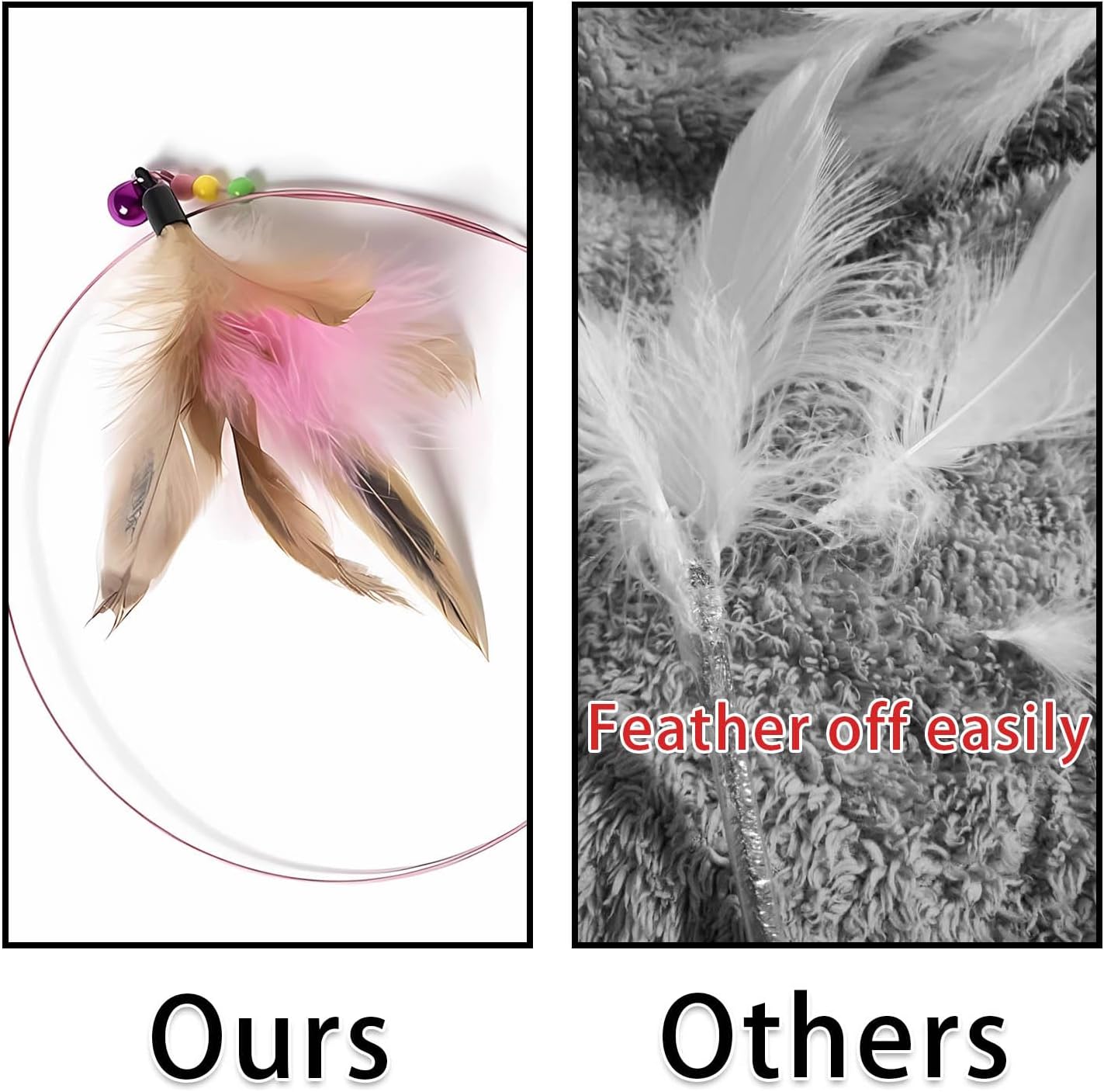 Cat Toys Interactive for Indoor Cats,2 PCS Cat Feather Toys and Wand Toys for Chase Exercise and Teaser Play with Kitten