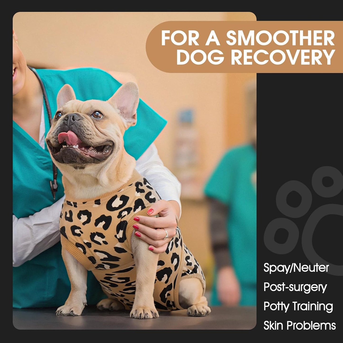FUAMEY Recovery Suit for Dogs After Surgery,Soft Breathable Dog Bodysuit E-Collar & Cone Alternative Surgical Suit,Male Female Dog Neuter Spay Suits Anti Licking Wounds Onesie Brown Leopard M