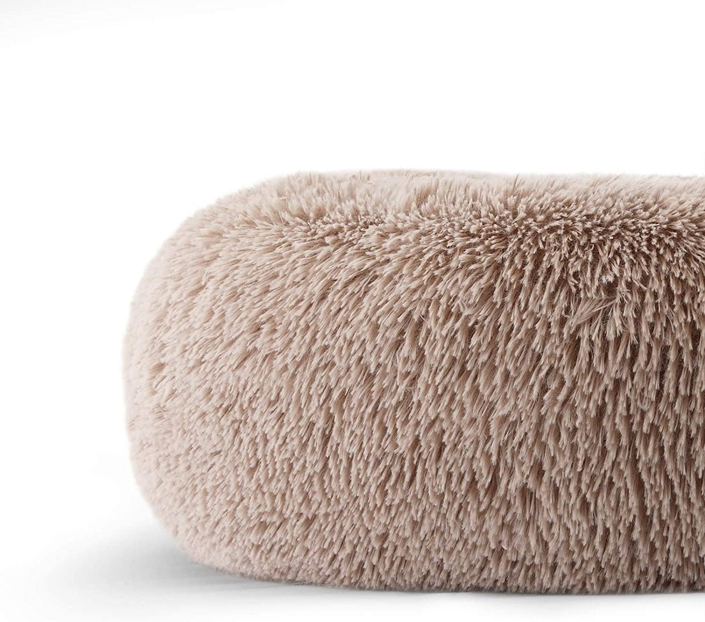 Cat Beds for Indoor Cats - Cat Bed Washable 24 inches, Dog Beds for Small Medium Dogs, Anti Anxiety Round Fluffy Plush Faux Fur Cat Bed, Thick Bottom (Light Brown, Large 24" L x 24" W)